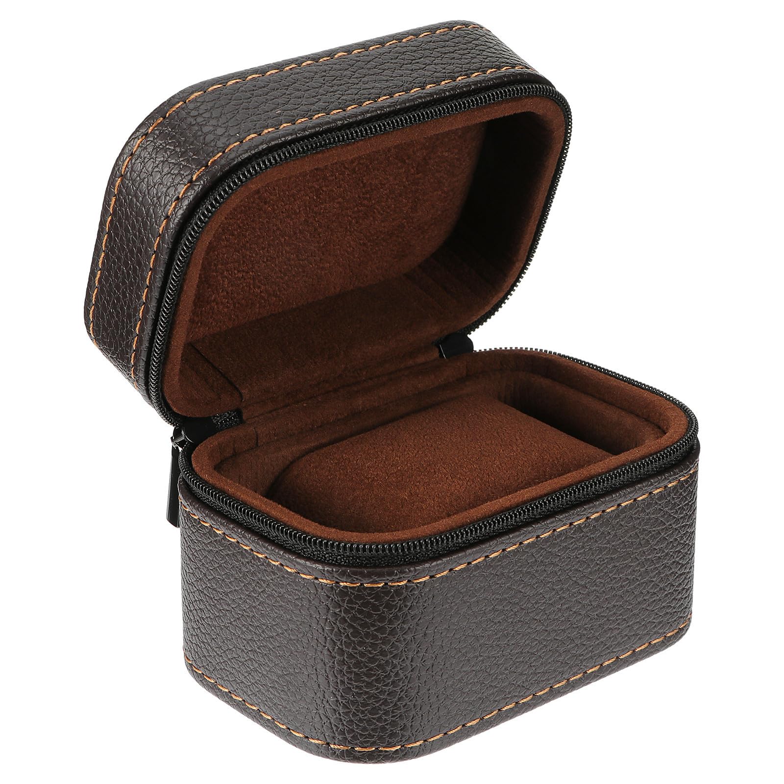 Cofanetto Porta Orologio Zip in Cuoio Marrone per Uomo e Donna | Portatile e Leggero, Protezione Antiurto, per Orologi, Regalo Festa del Papà, Formato Mini
