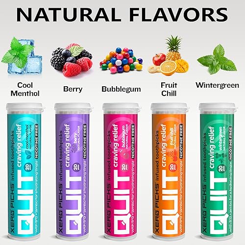 Miniatura 3 de Xero Picks Palillos de dientes con sabor infundido para ayudar a dejar de fumar, sin nicotina (paquete variado, 20 unidades (paquete de 5), sin OMG,