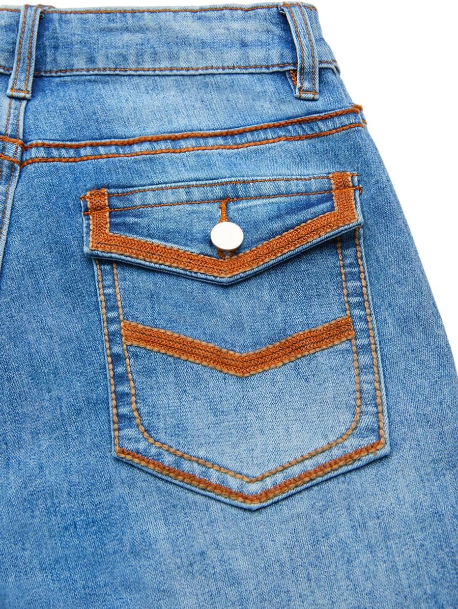 Bootcut Jeans for Women Mid Rise Butt Lifting Straight Leg Stretchy Bell Bottom Flare Denim Trendy Jeans