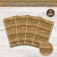Vista 3 de 4 manteles de madera, manteles rústicos marrones, decoración de mesa rectangular para decoración rústica de fiesta de cumpleaños con temática