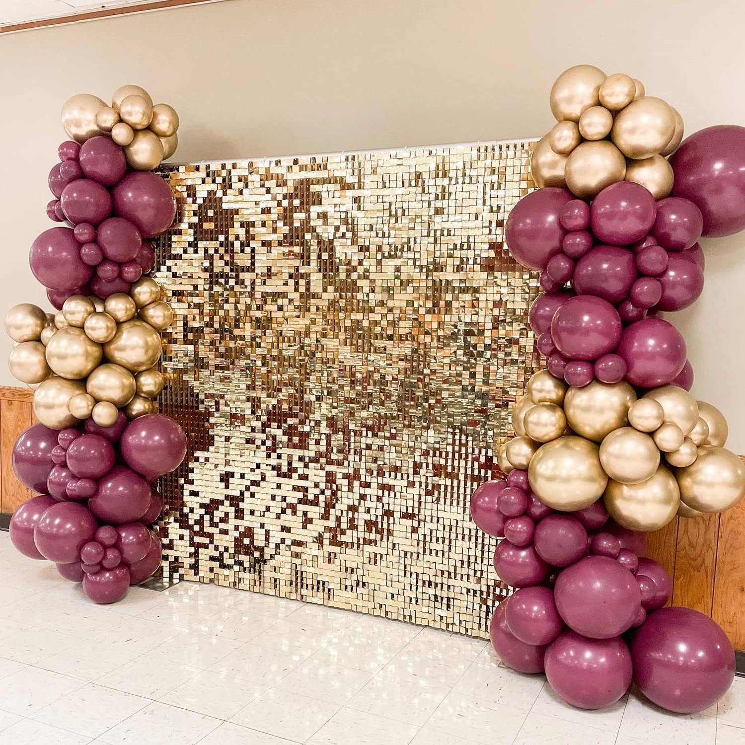 COKAOBE Light Gold Shimmer Wall Backdrop 24PCS Gold Sequins Backdrop Decoration Panels, Photo Backdrops for Birthday, Anniversary Wedding Engagement Decoration (Light Gold)