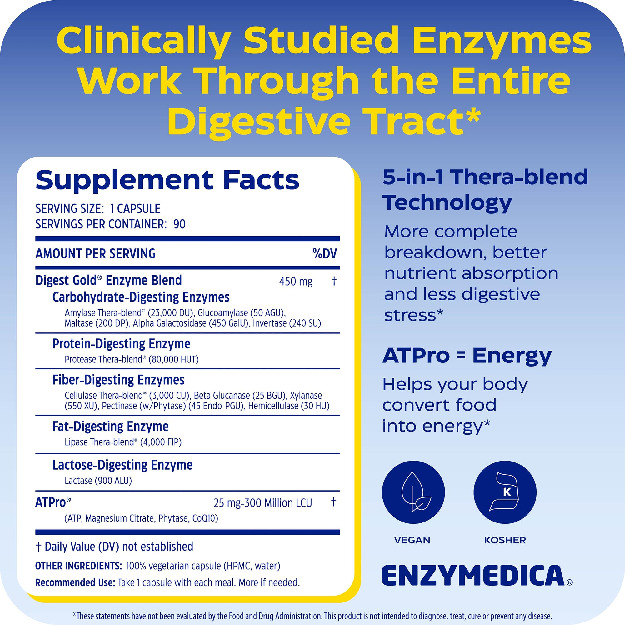 Enzymedica Digest Gold, Maximum Strength, ATPro Energy Support - 90 Caps — Amazon image 2