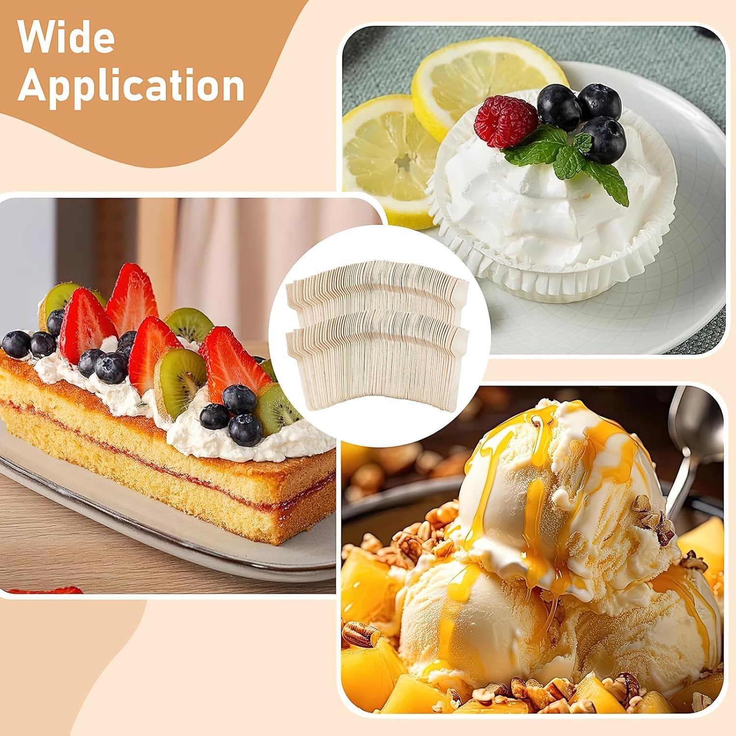 Mini cucchiai in legno da 9,5 cm usa e getta per gelato yogurt dessert 1000 pezzi