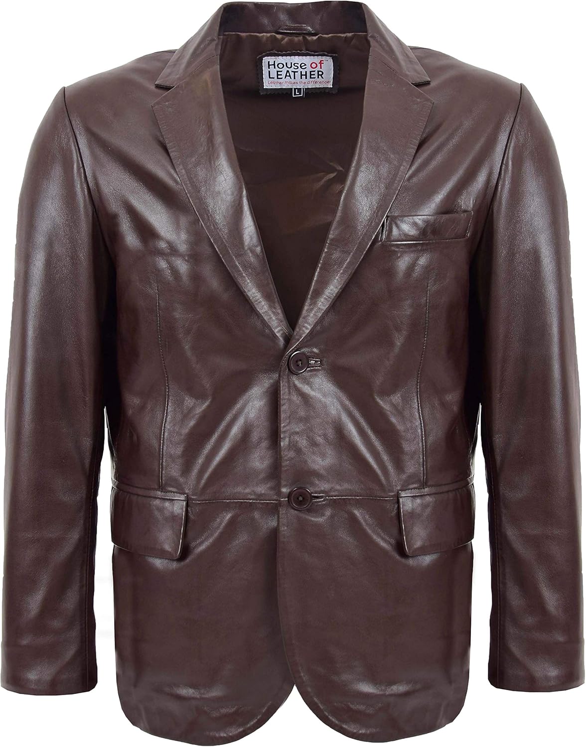 Mens Real Leather Blazer Two Button Jacket Zavi