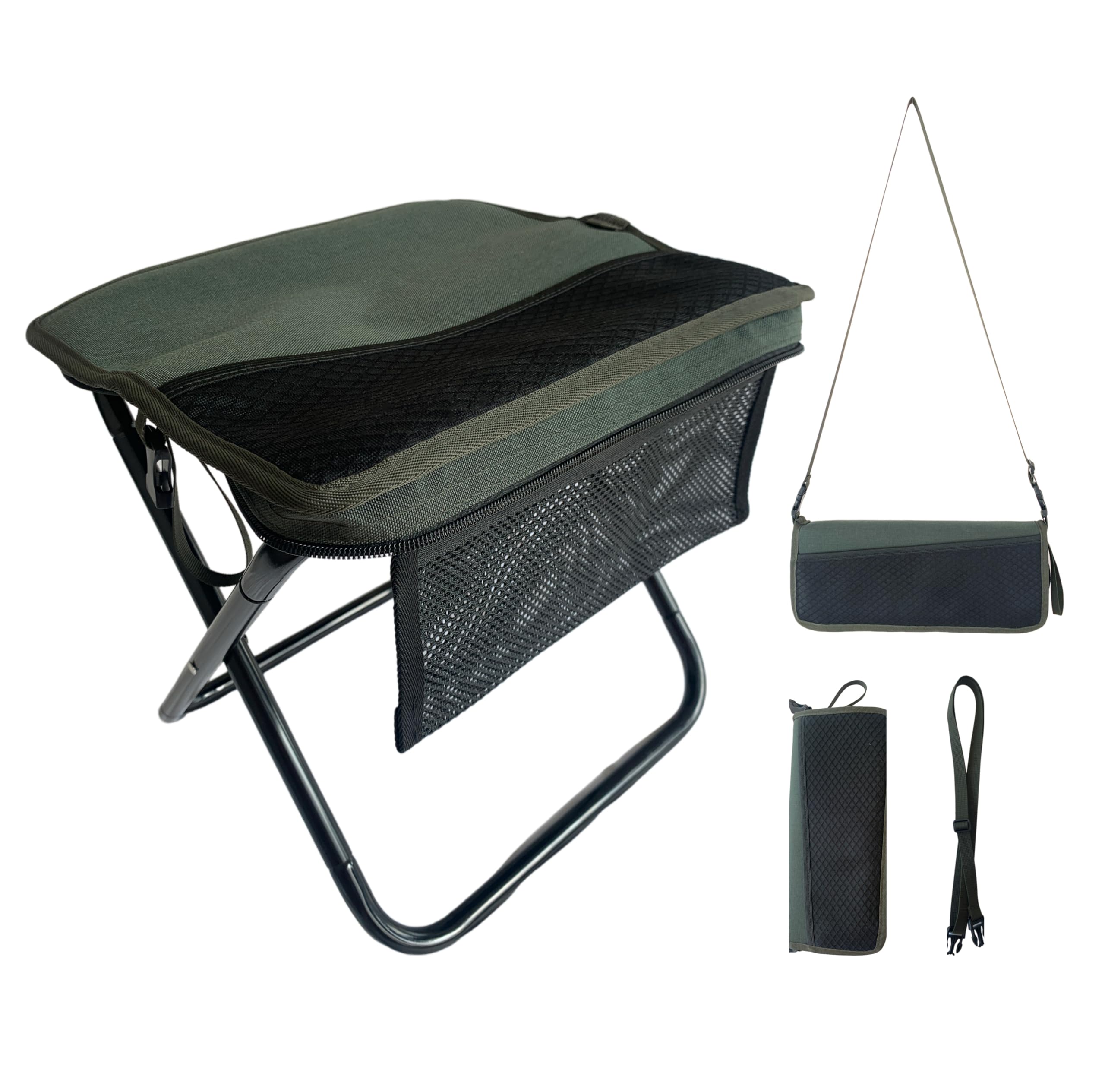 Portable Stool, 1.21lbs Lightweight Foldable Backpack Stool, 29×33×31cm Collapsible Seat, Pocket Chair 264lbs Capacity, Folding Stools for Adults, Ideal for Camping Fishing Beach Gardening