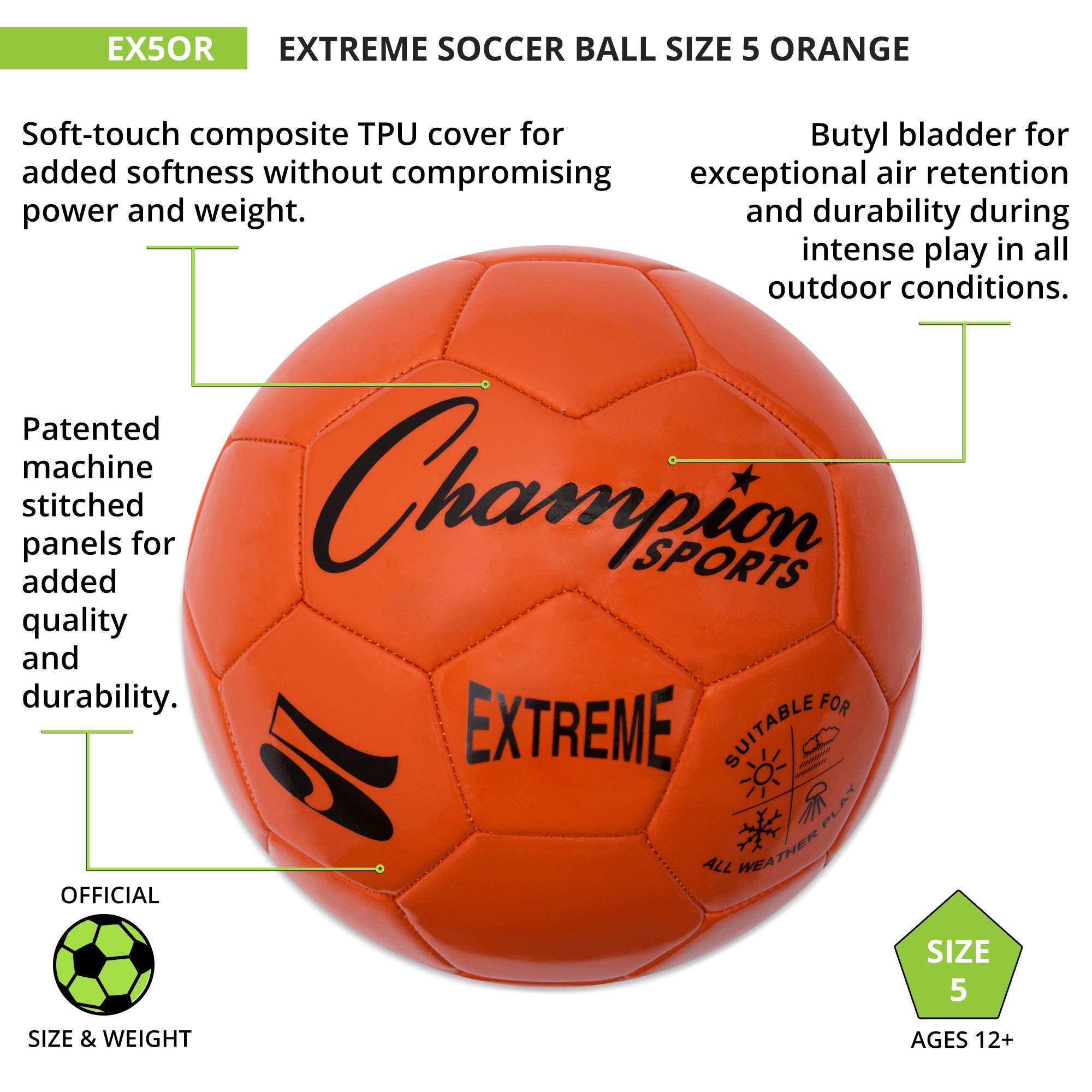 SOCCER BALL SIZE 5 COMPOSITE ORANGE