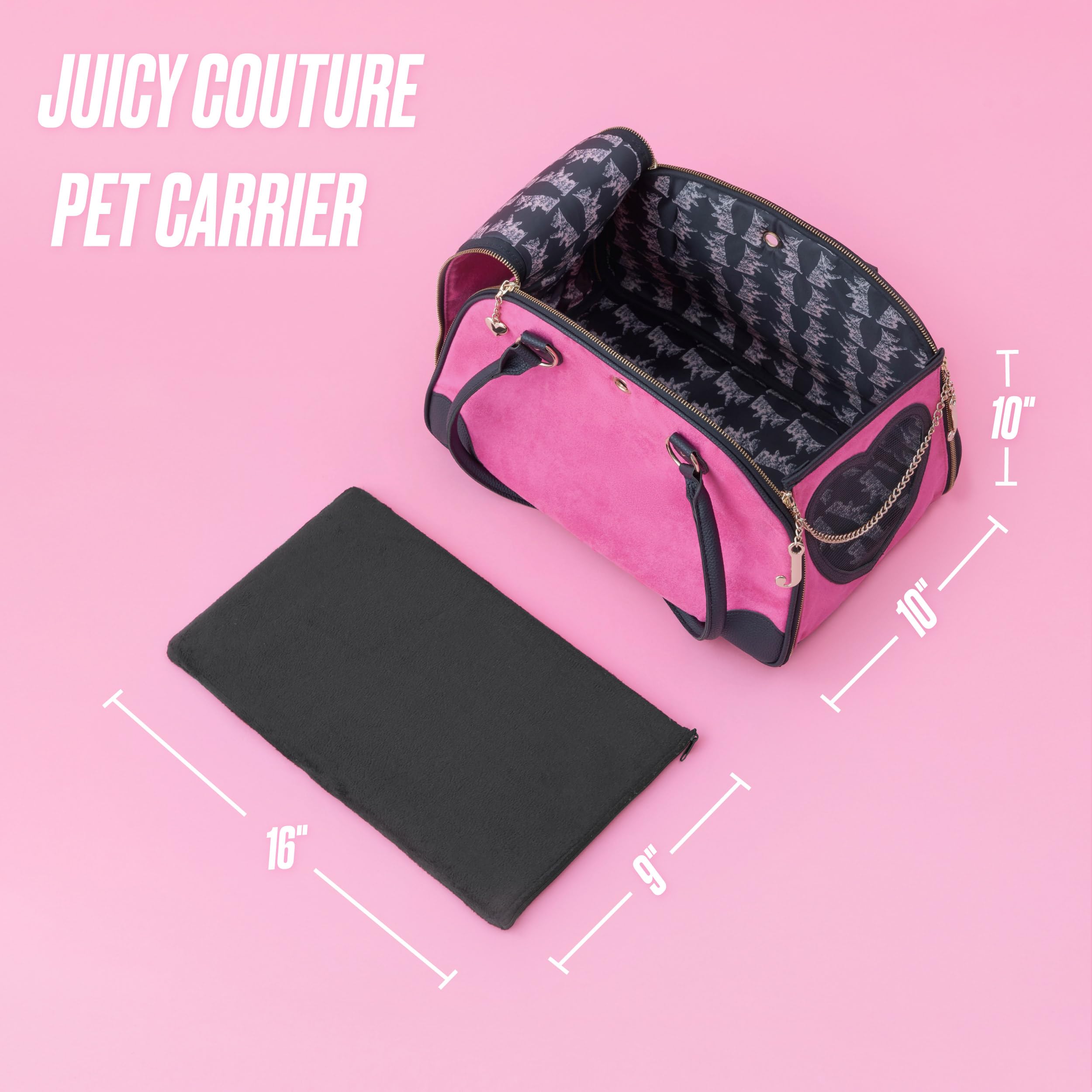 Juicy Couture Give Me Treats - Elegante Bolsa de Viaje Rosa Intenso para Perros y Gatos pequeños