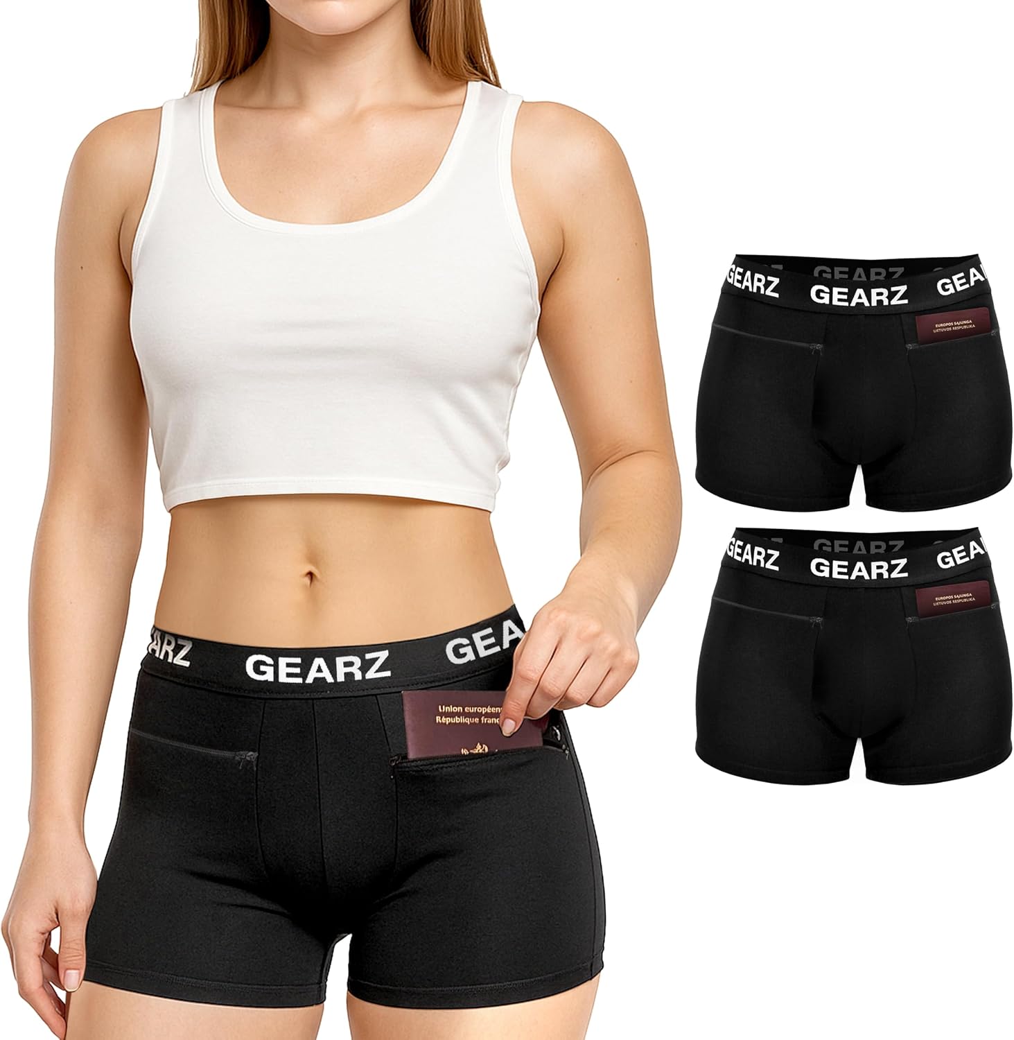 2 Packs Women's Hidden Pocket Travel Panties - Pickpocket Proof Travel Underwear Pockets - Anti Theft Wallet