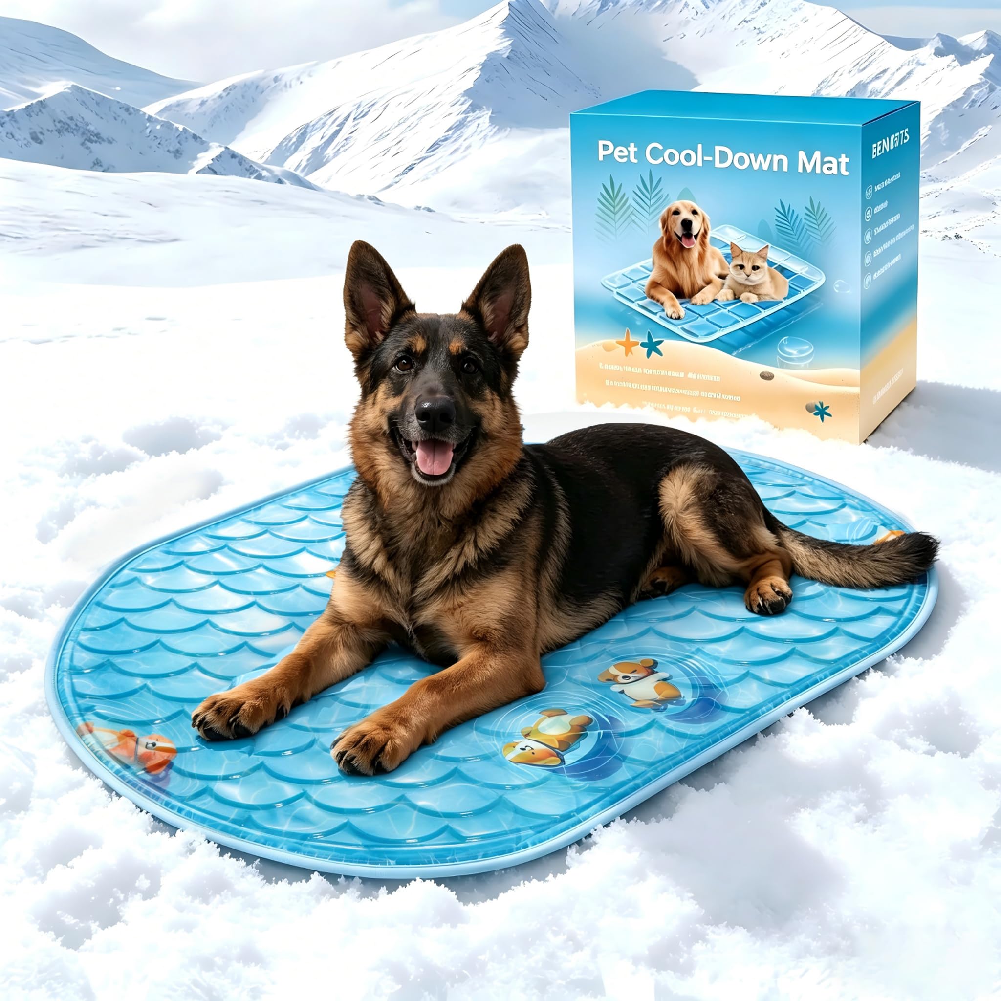 Esterilla de refrigeración para perros y gatos, para autoenfriamiento, protección de verano | 88 × 57 cm Hundekühlmatte kühldecke hund leicht zu reinigen draußen im Baumschatten Tierhäuschen Auto Floboden dem