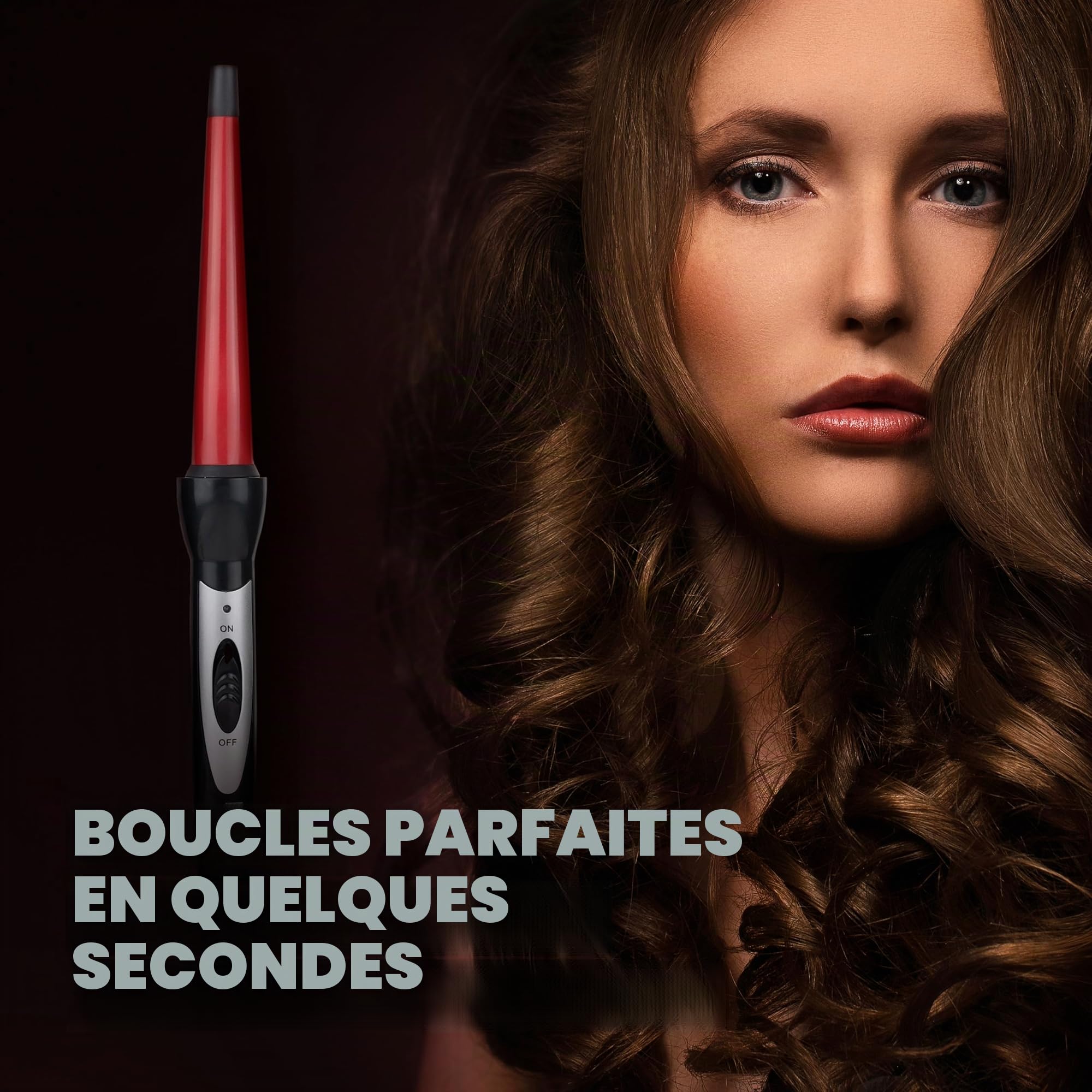 Italian Design Easy Curl | Fer à Boucler Conique – Pour Boucles Naturelles et Ondulations Parfaites – Chauffe Rapide, Design Ergonomique, Idéal pour Tous Types de Cheveux