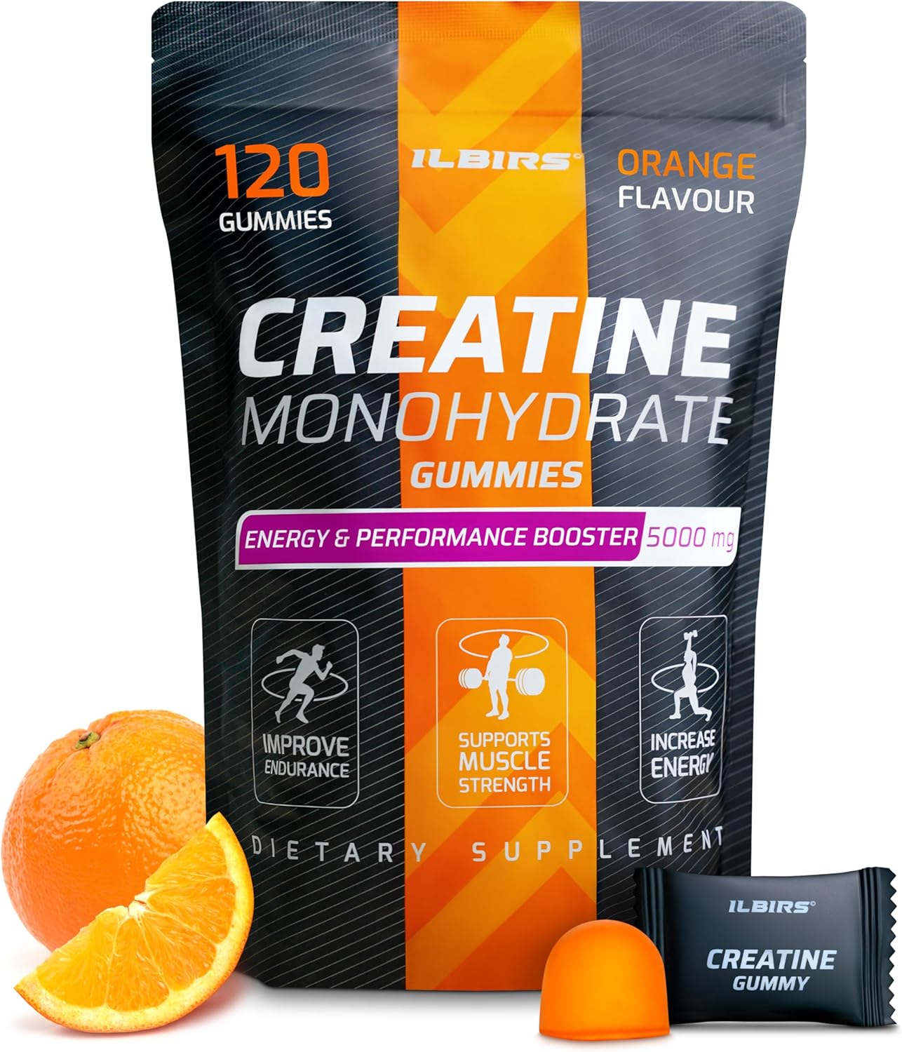 Creatine Monohydrate Gummies 5000mg - 120 Count (30 Servings), Individually Wrapped, Sugar-Free Muscle Support for Athletes