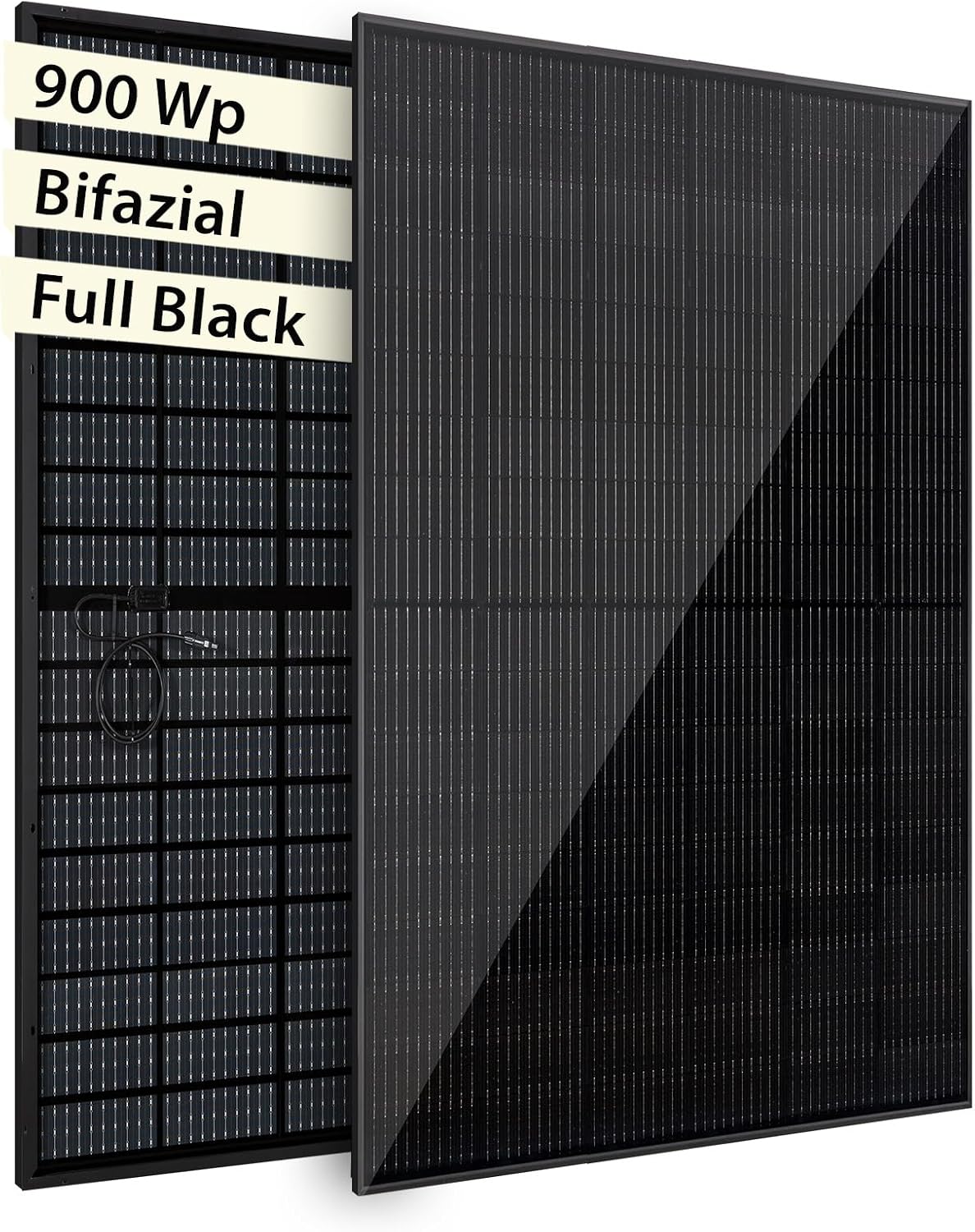 VALE Solarmodul-Set Bifazial 900 Wp Full Black - Glas-Glas-Module - Solarpanel für Balkonkraftwerke - Universal einsetzbar - Lineare Leistungsgarantie