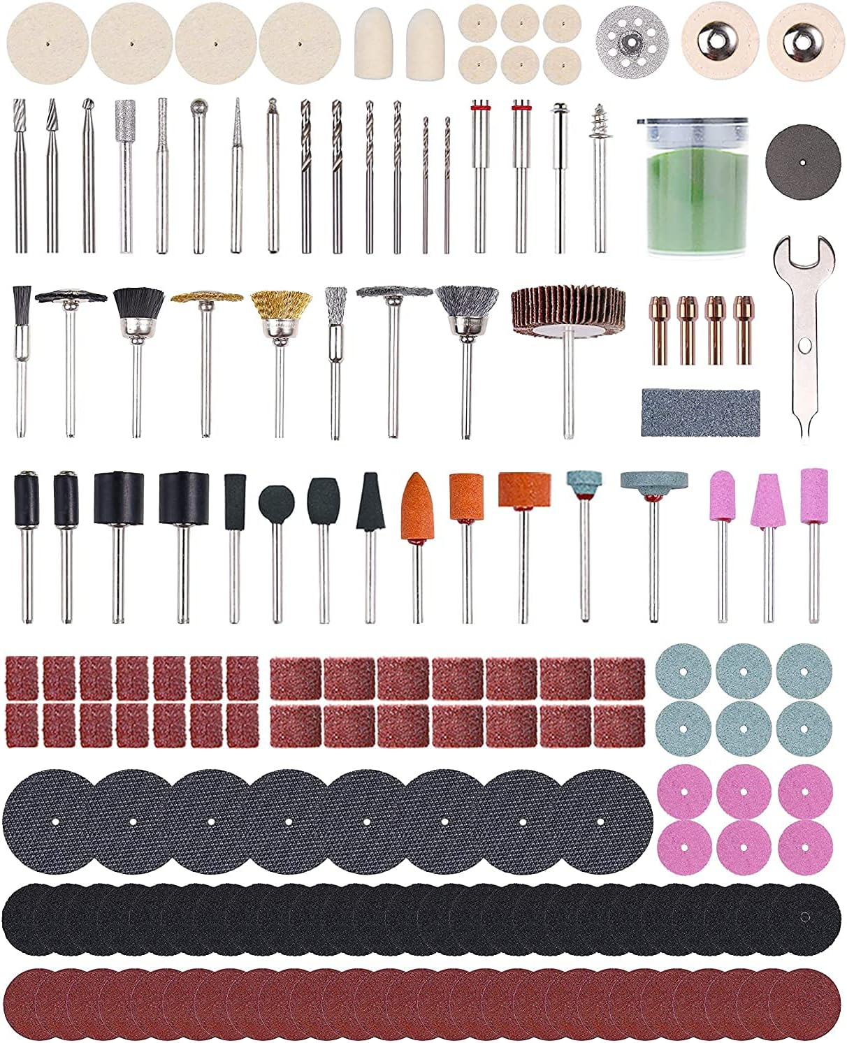 Rotary Tool Accessories Kit, Longmate 427 pcs Multiuse Tool Accessories, 3.2mm Shank Grinder Attachment for Cutting, Grinding, Sanding, Drilling, Carving, Engraving and Polishing on Wood, Glass, Metal