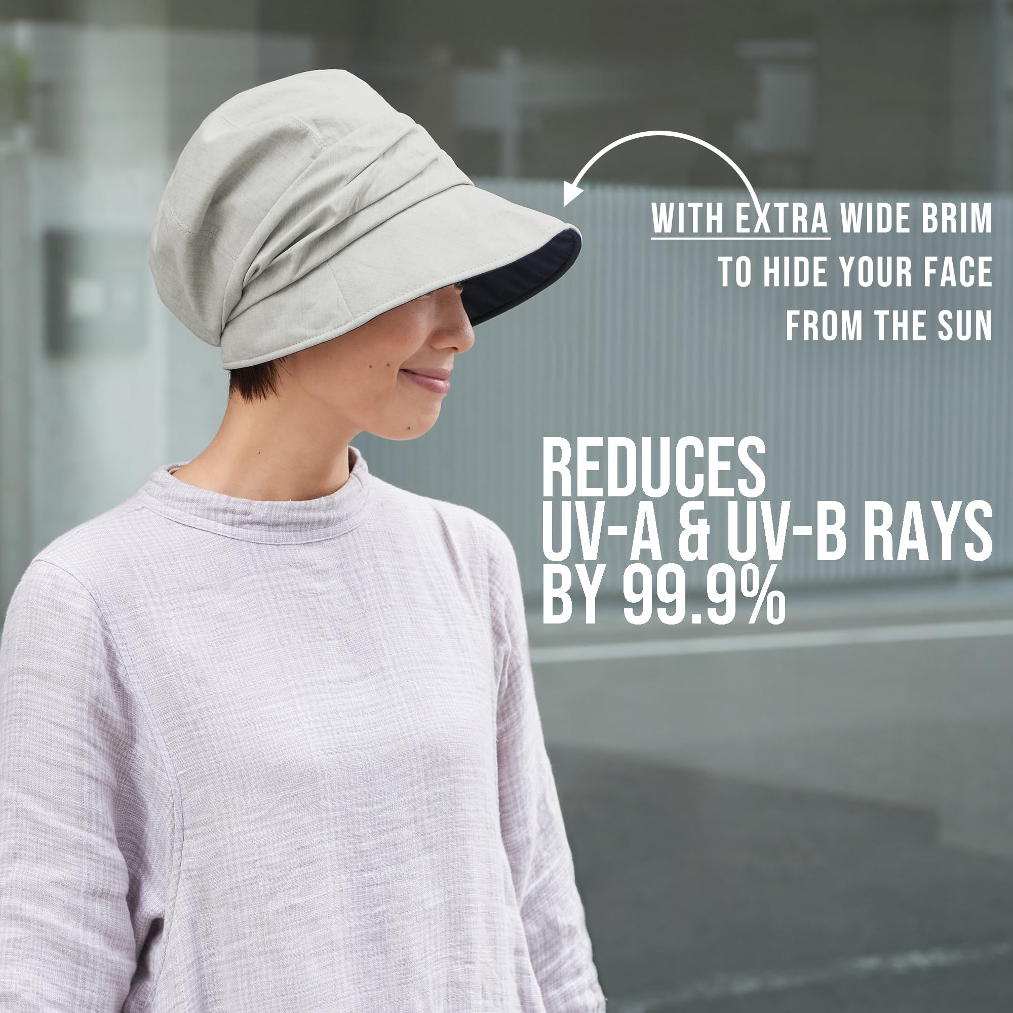 CHARM Cappello da Sole Donna Estivo, Berretto A Tesa Larga Newsboy 100% in Cotone Organico, Protezione SPF