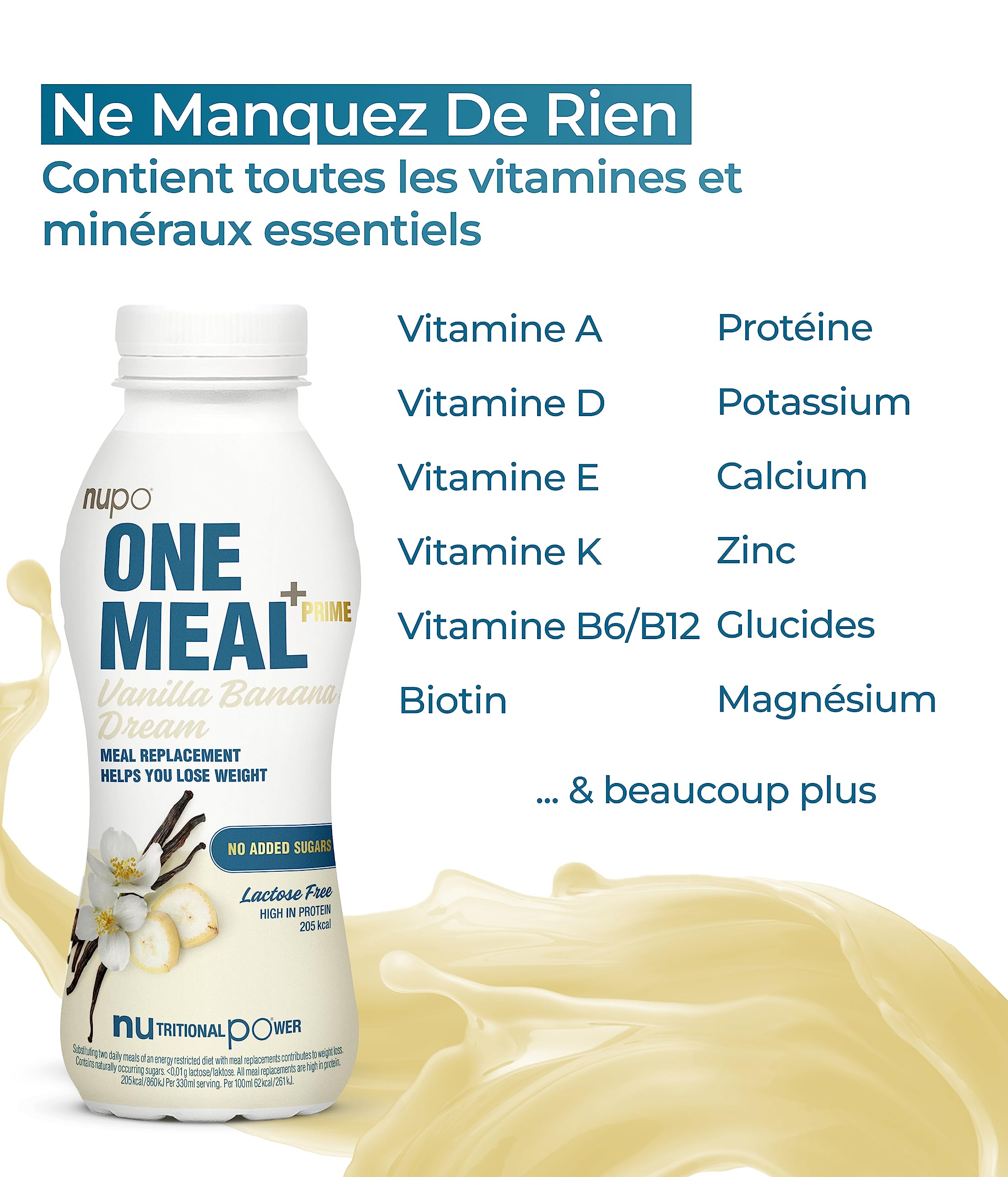 Nupo - One Meal Prime Shake Vanilla Banana Dream 12 x 330 ML, Jaune