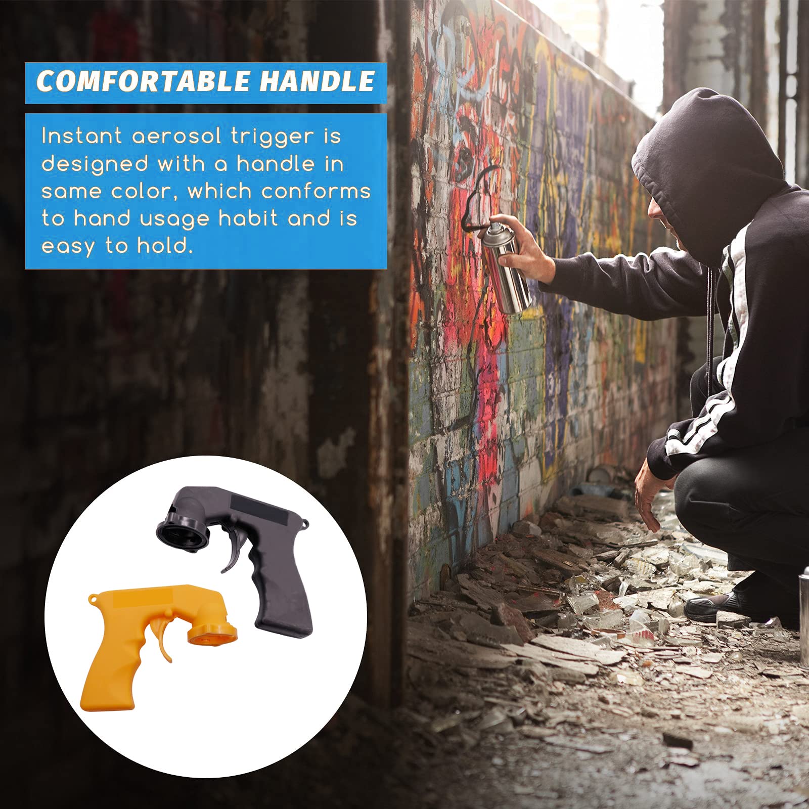 WANGCL Spruzzatore con Impugnatura a spruzzo con Impugnatura a spruzzo e grilletto con Impugnatura Completa per Vernice Spray, lubrificanti (Nero e Giallo)