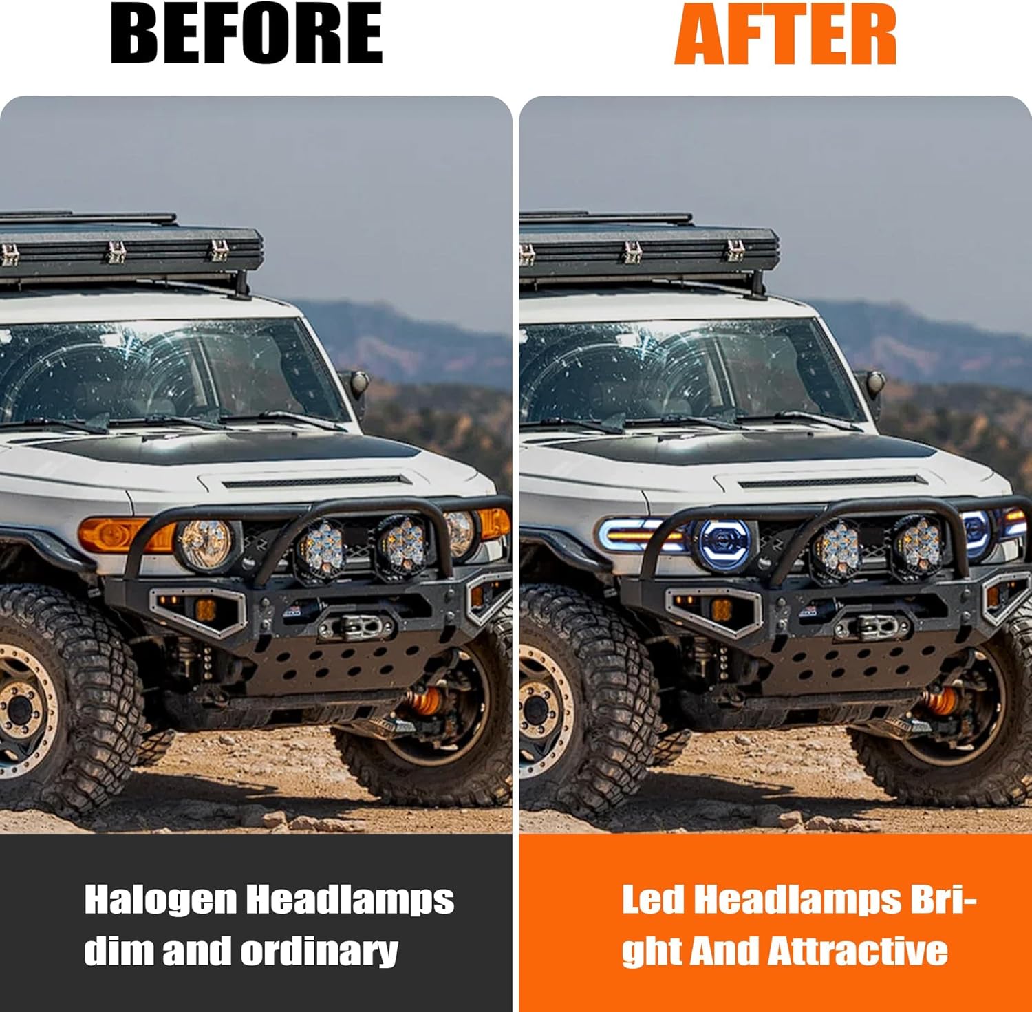 Automotive Headlights Assembly Fit for Toyota fj cruiser headlights 2007-2016,LED Front Lights with Dynamic Start and Steering Flow Headlight Assemblies Pair Signal