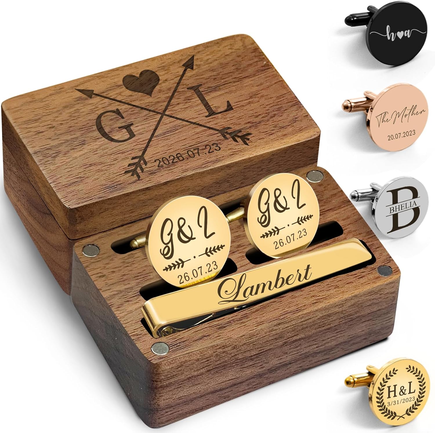 Ensemble De Boutons De Manchette Et Pince à Cravate Personnalisés