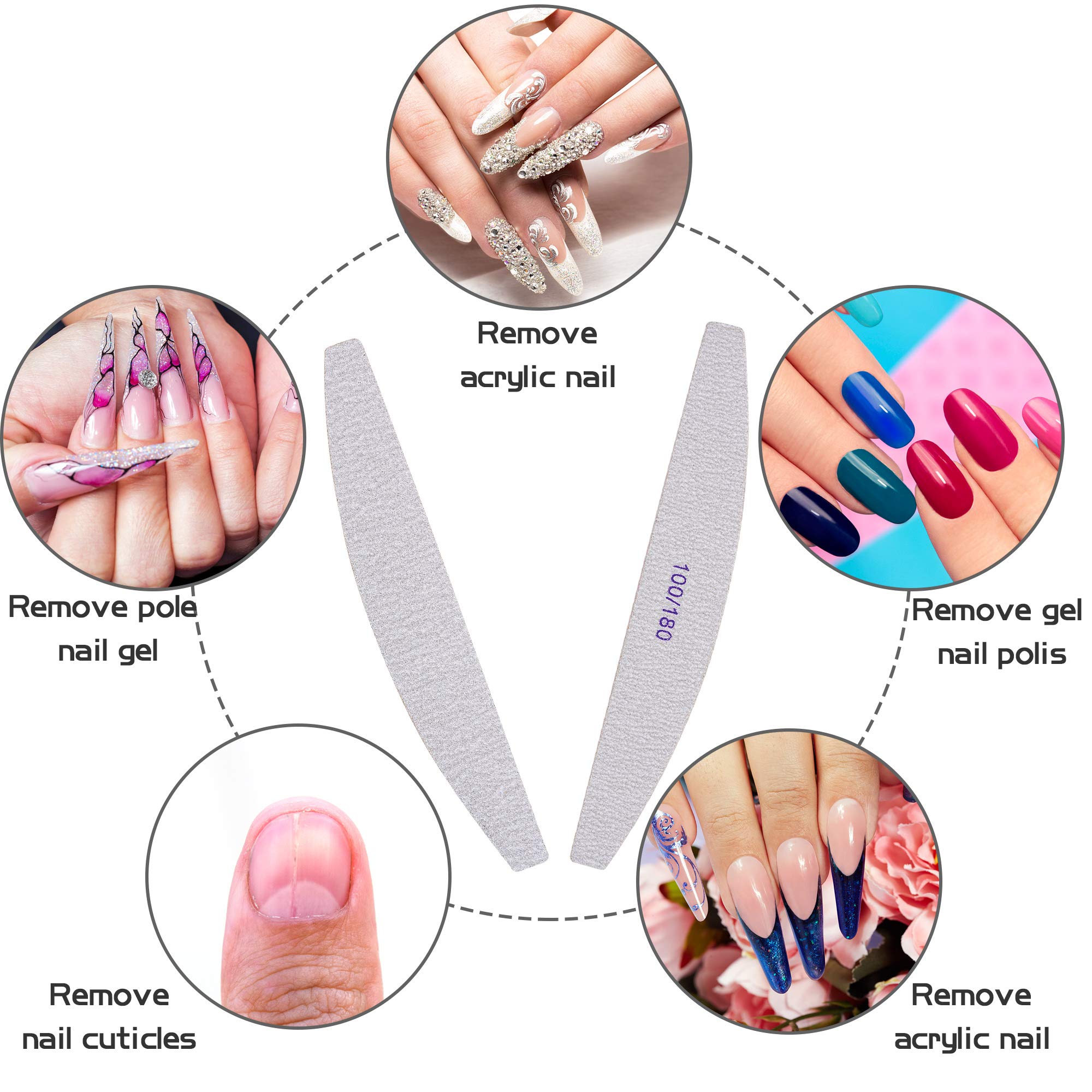 32 lime per unghie, grana 100/180, per unghie in gel di estensione e acrilico su entrambi i lati, lavabili, strumenti professionali per manicure per la cura delle unghie e lo styling.