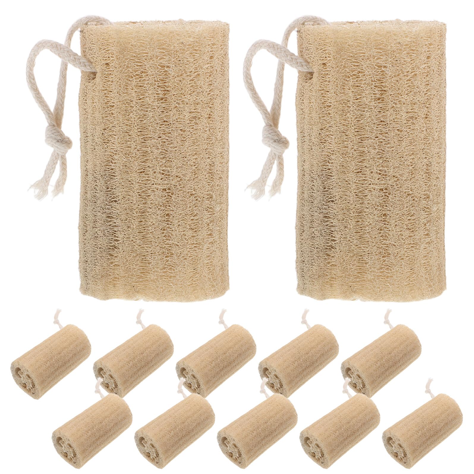 12 Piezas Esponja Natural de Loofah para Ducha Exfoliante Corporal y Profunda Ligera y Compacta Mejorando Circulación y Textura de Piel Adecuada para Hombres y Mujeres Uso