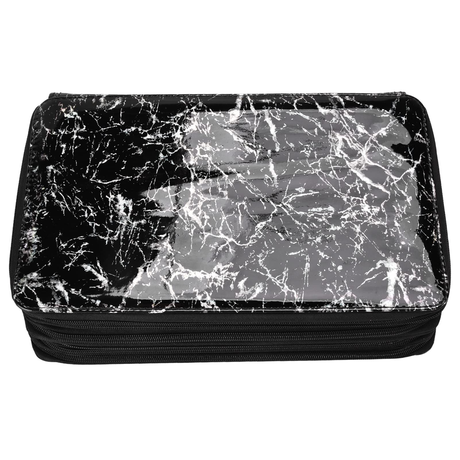 Estuche para Lápices Tela Oxford 360 Agujeros Gran Capacidad Cuidadosamente Prensado Sensación Cómoda Caja de Papelería con Cremallera Brillante con Asa 3 Colores(negro)