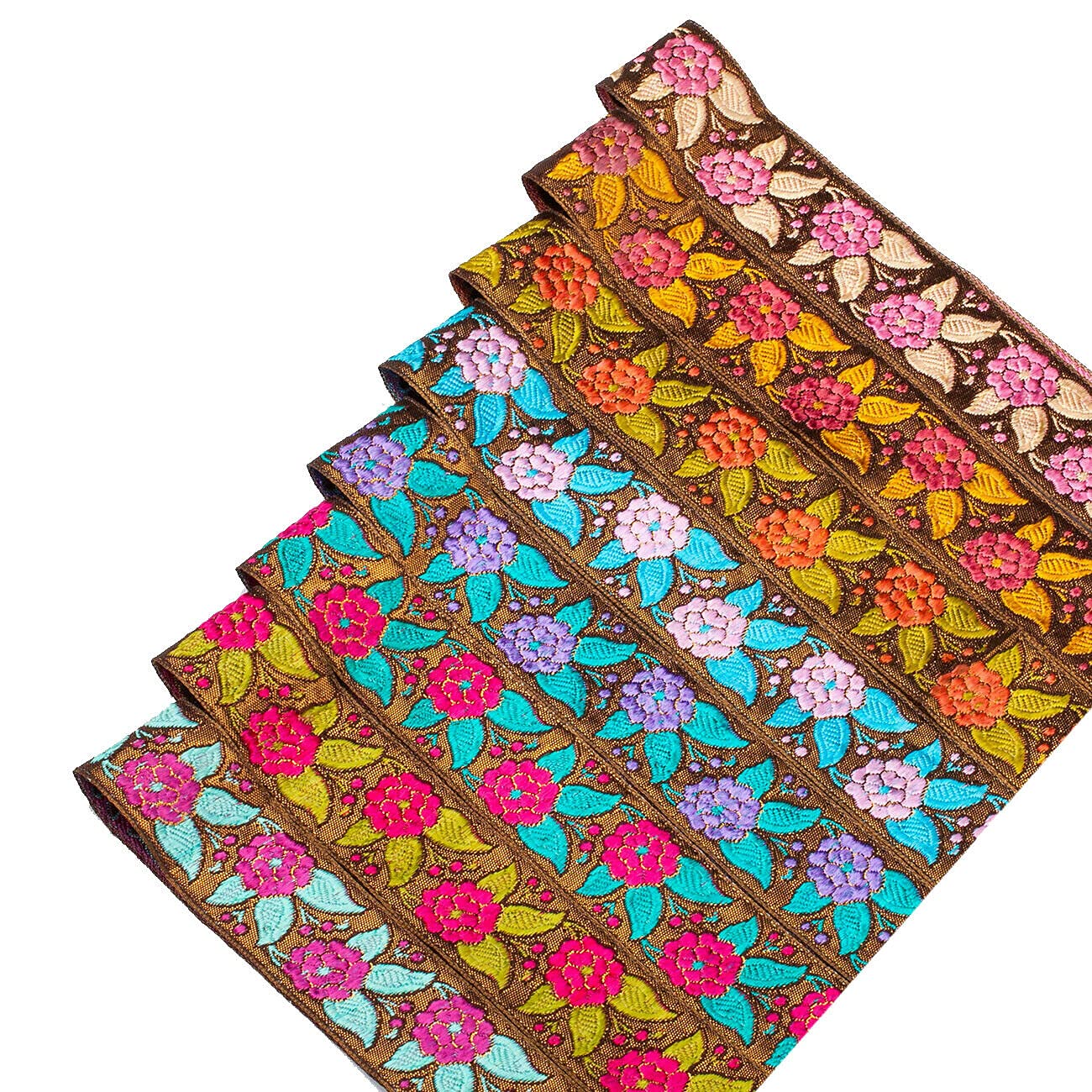 Neotrims Indian Ribbons & Salwar Borders Over 25Mm Duck Egg / Magenta Brocade Indian Style Ribbon Trim,40Mm Wide Dressmaking And Costume Floral Decoration Edge Trimming. Sari Style Jacquard Rayon Vibrant Ruban By Neotrims. (Duck Egg/Magenta, 3Mts)