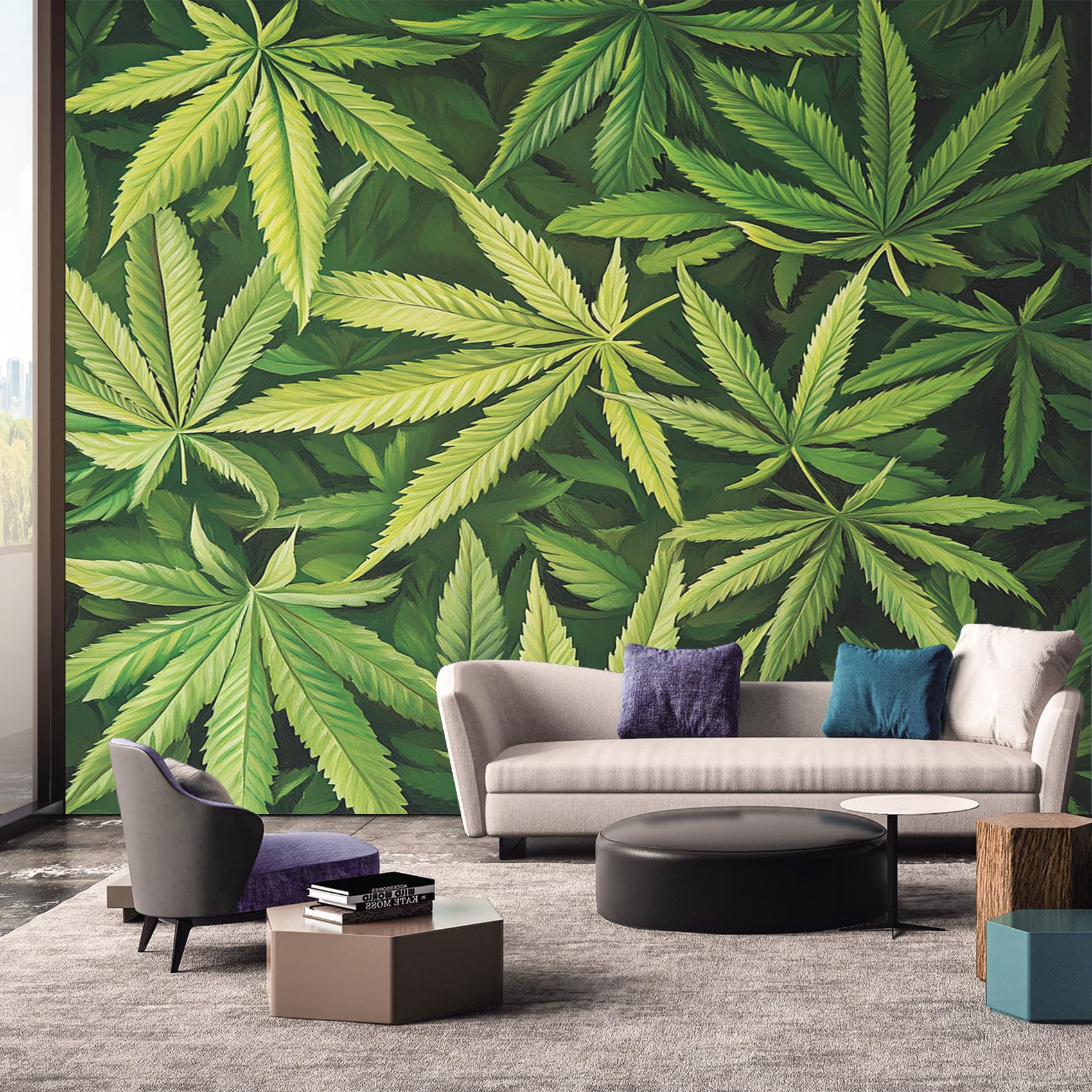 Papier peint motif mauvaises herbes pour chambre et salon cosy