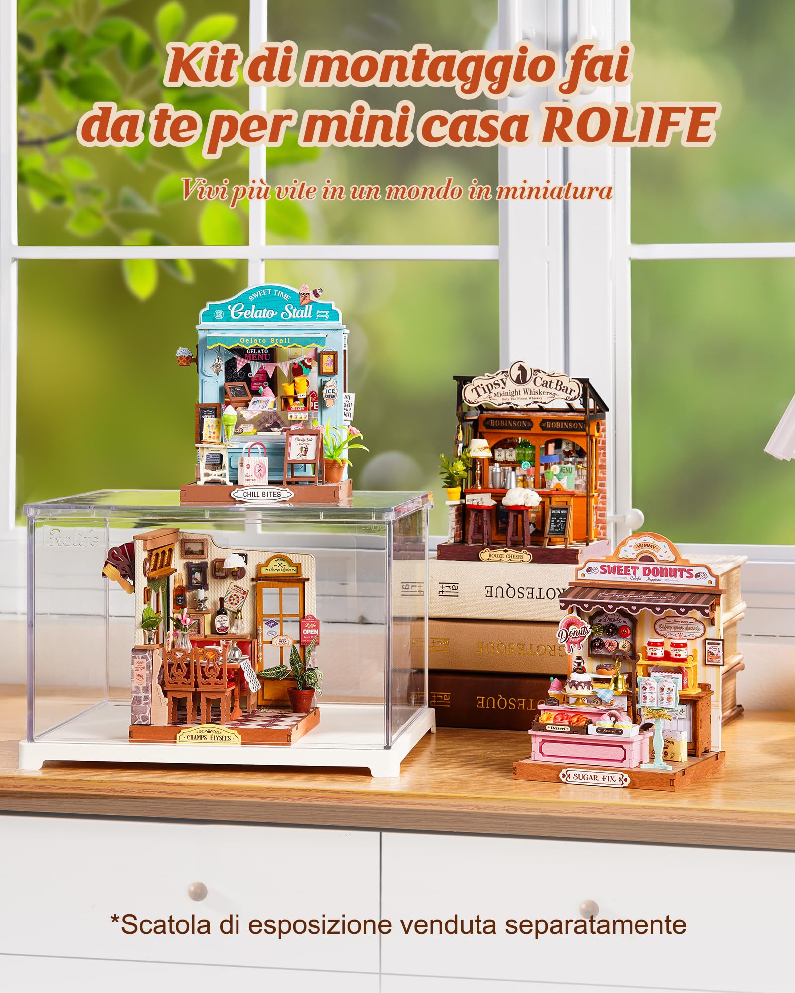 Rolife Miniature Casa Sweetie's Donut Shop, 141 pezzi Kit Casa in Miniatura DIY, Modellismo da Costruire Adulti Casa delle Bambole in Legno Puzzle 3D Nessun collante necessario