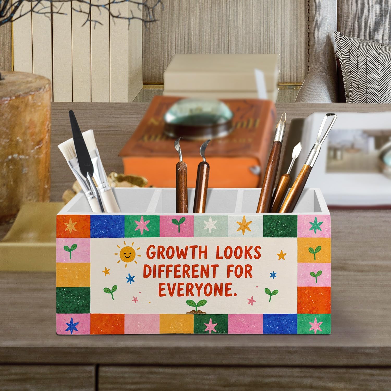 Motivational Classroom Pen Pencil Holder for Desk 635YX image 2