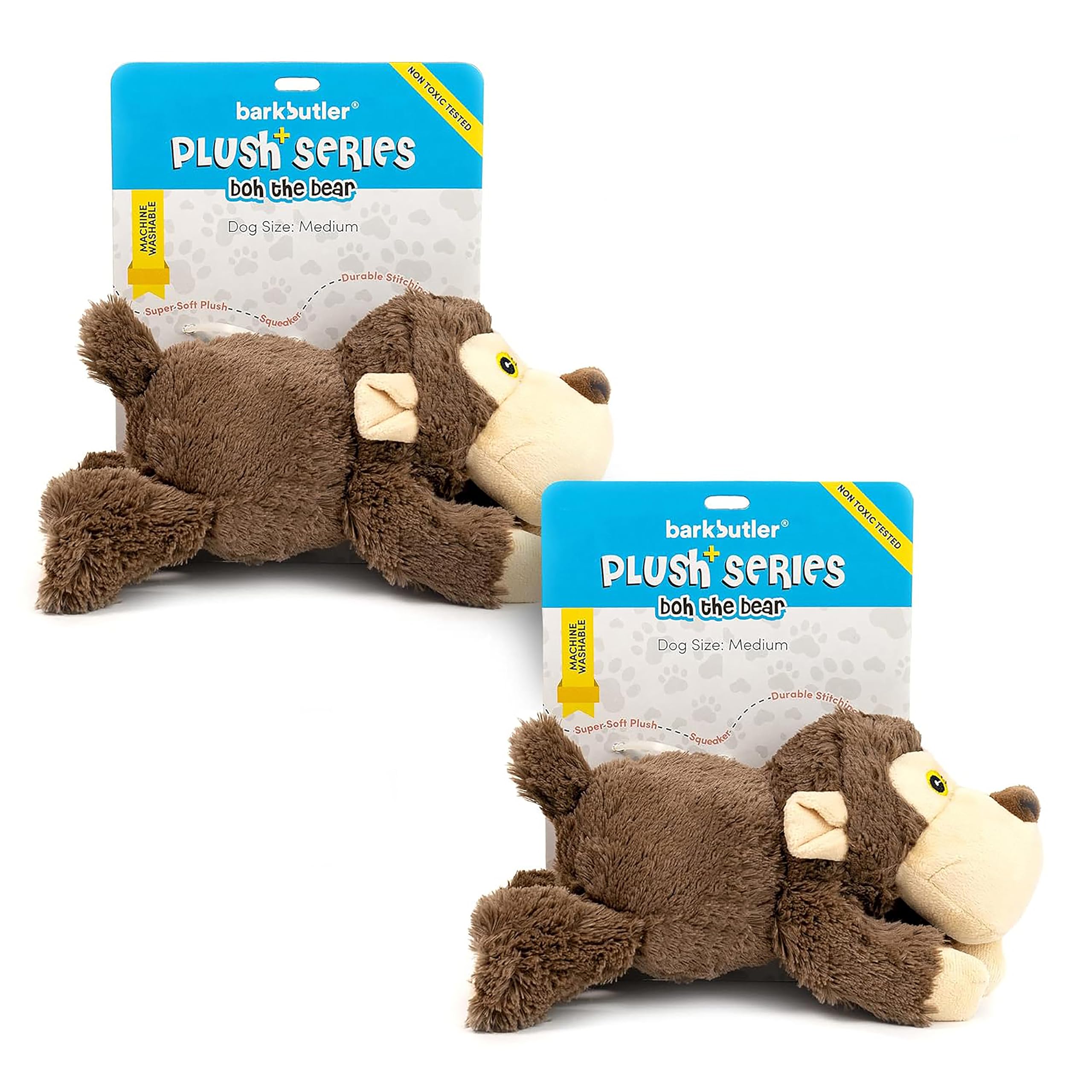 BarkButler BOH The Bear Soft Squeaky Plush Dog Toy,Brown(Pack of 2)|X-Small-Medium Dogs(0-20kg)|Machine Washable|Reinforced Fabric|Non - Toxic|Durable Pet Toy|Cuddle, Play, Train, Chew, Tug (B09KPLJ8XL) Amazon Price History, Amazon Price Tracker