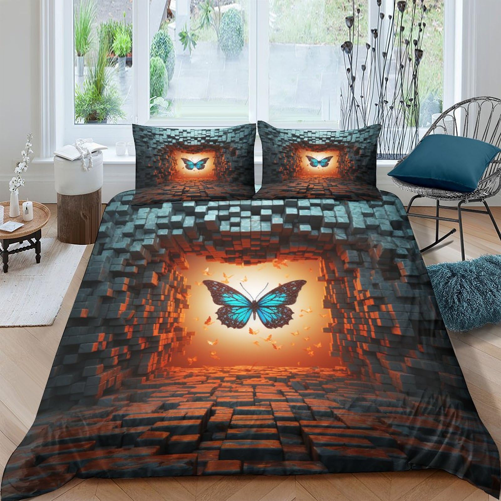 Parure de lit 3D motif papillon en microfibre super douce et respirante Pays des rêves 200x200