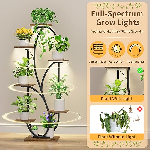 Miniatura 3 de Soporte para plantas de interior con luces de crecimiento, estante arqueado para plantas de interior, soportes de esquina para cultivo en