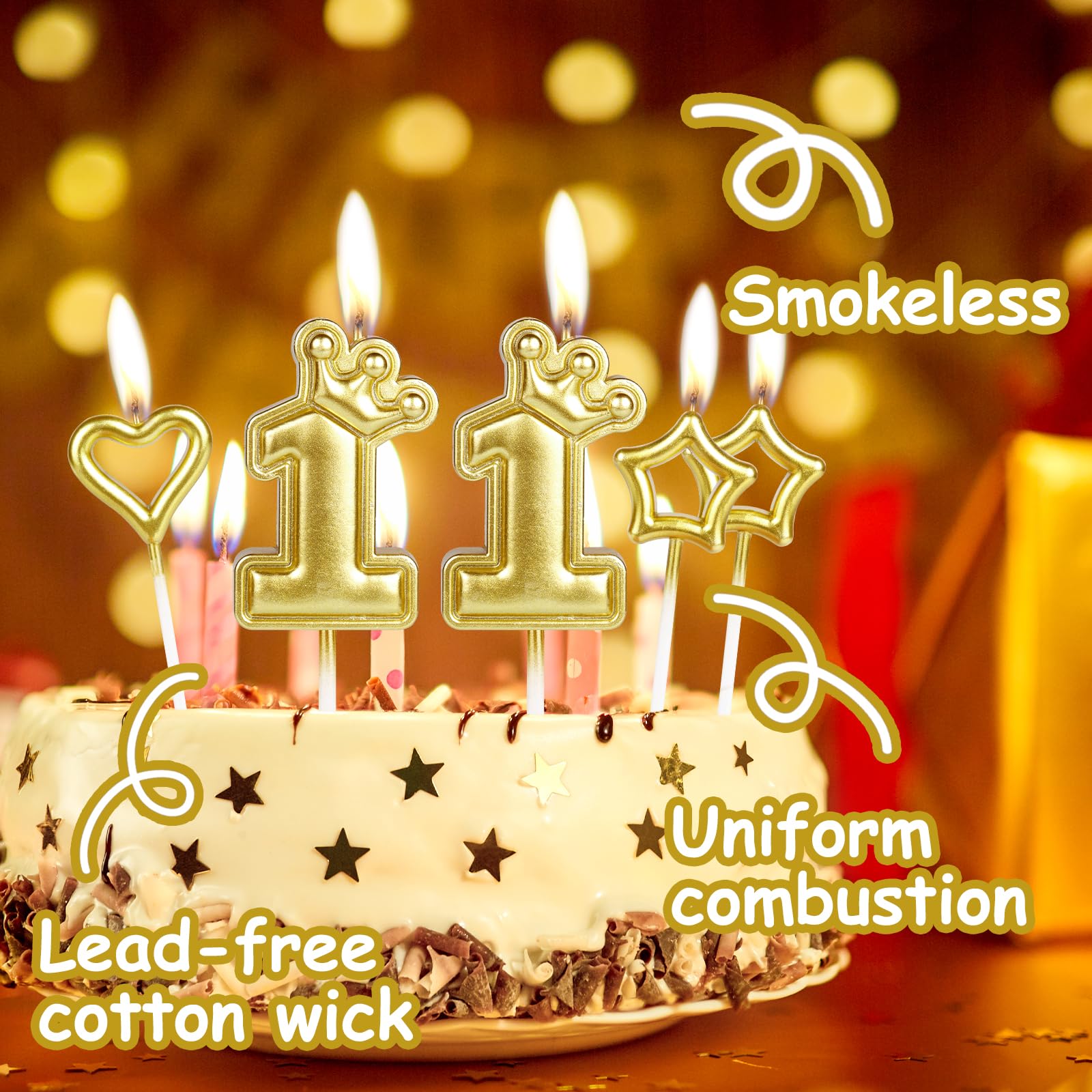 Torta Di Candela D'oro Di Compleanno Scintillante(85 - Foto 5