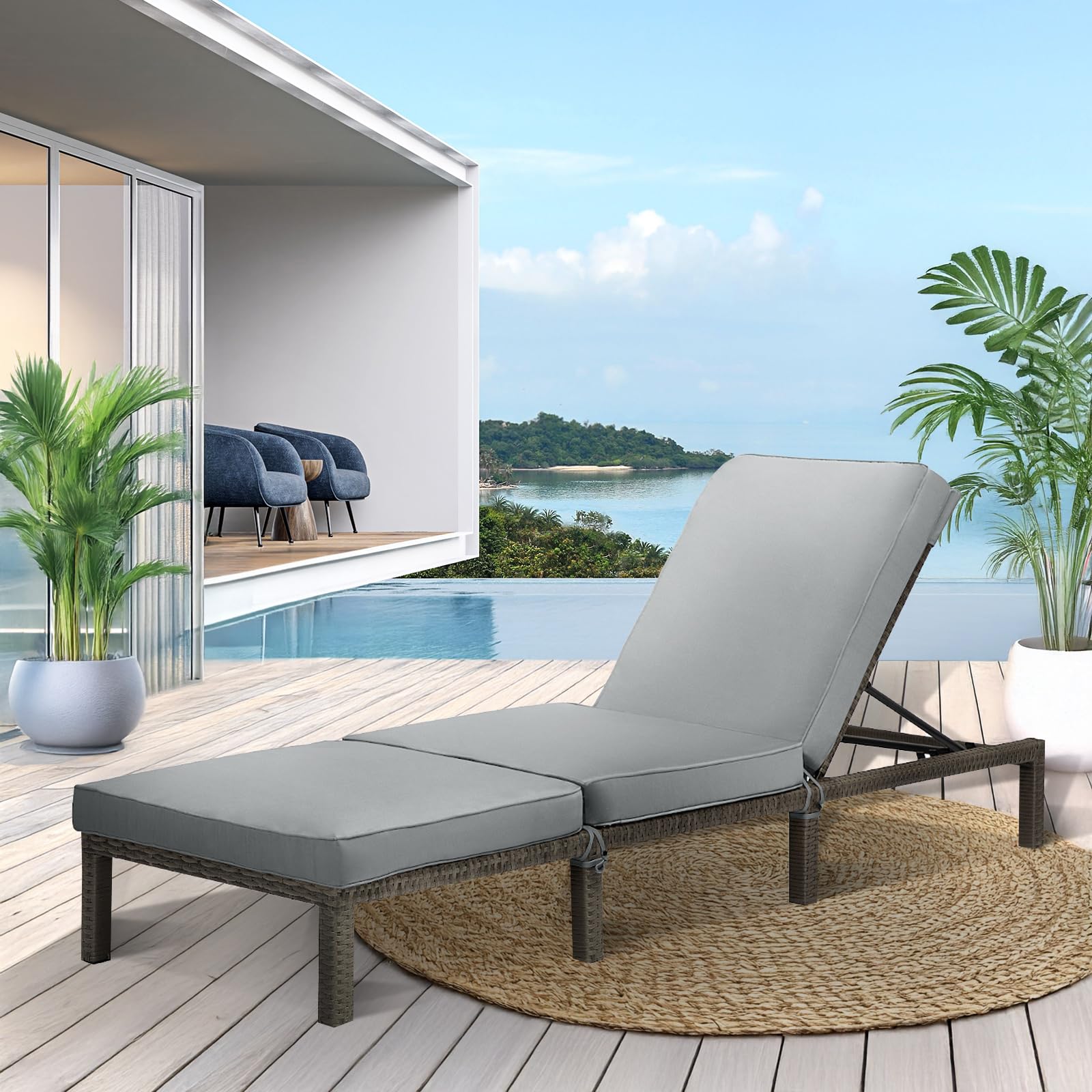 SVITA Peach Gartenliege Sonnenliege Polsterauflage Klappbar Polyrattan Grau