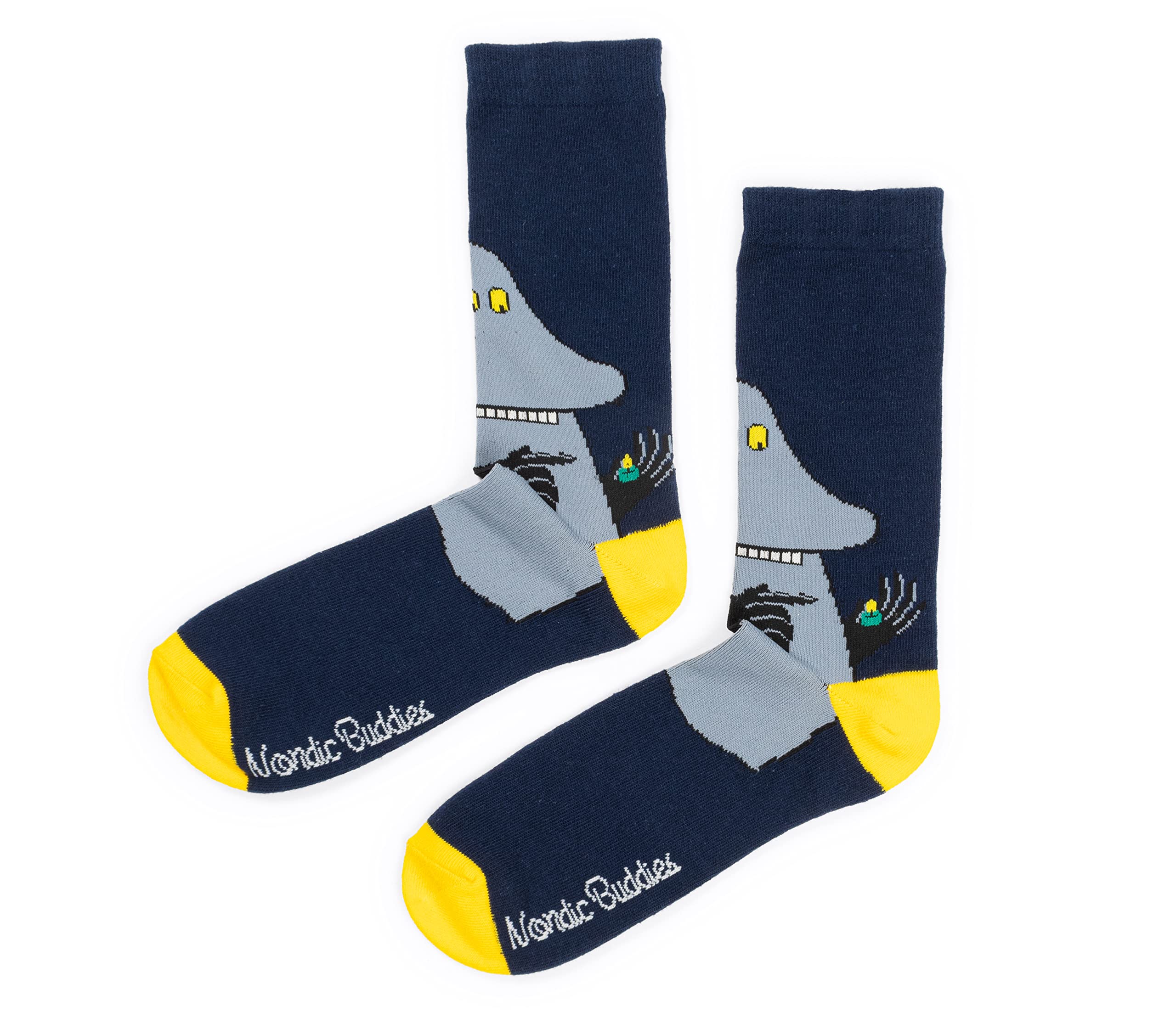 Moomin By Nordicbuddies Unisex Navy And Yellow The Groke`S Evening Walk Men's Moomin Socks, Navy, Eu40-45