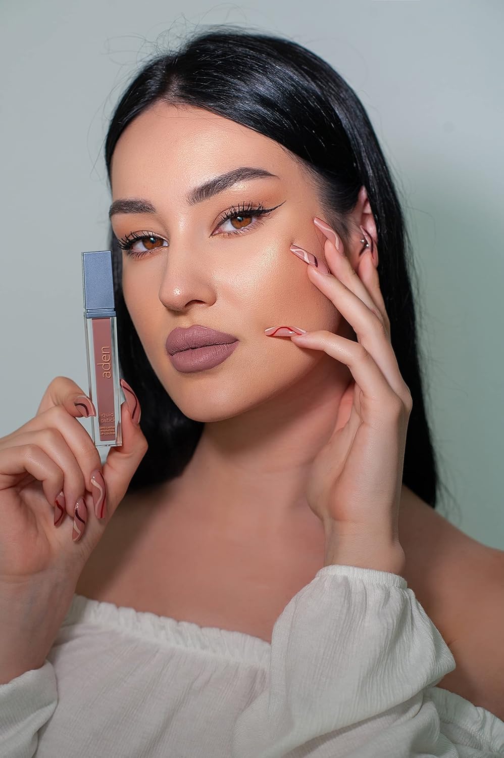 ADEN - 2 in 1 - Matte Liquid Lipstick & Lip liner Set - 7ML - Non-Smudge & Quick Drying - Highly Pigmented - Long Duration with Hydration - Made in Italy (02 Chocolate Milk)