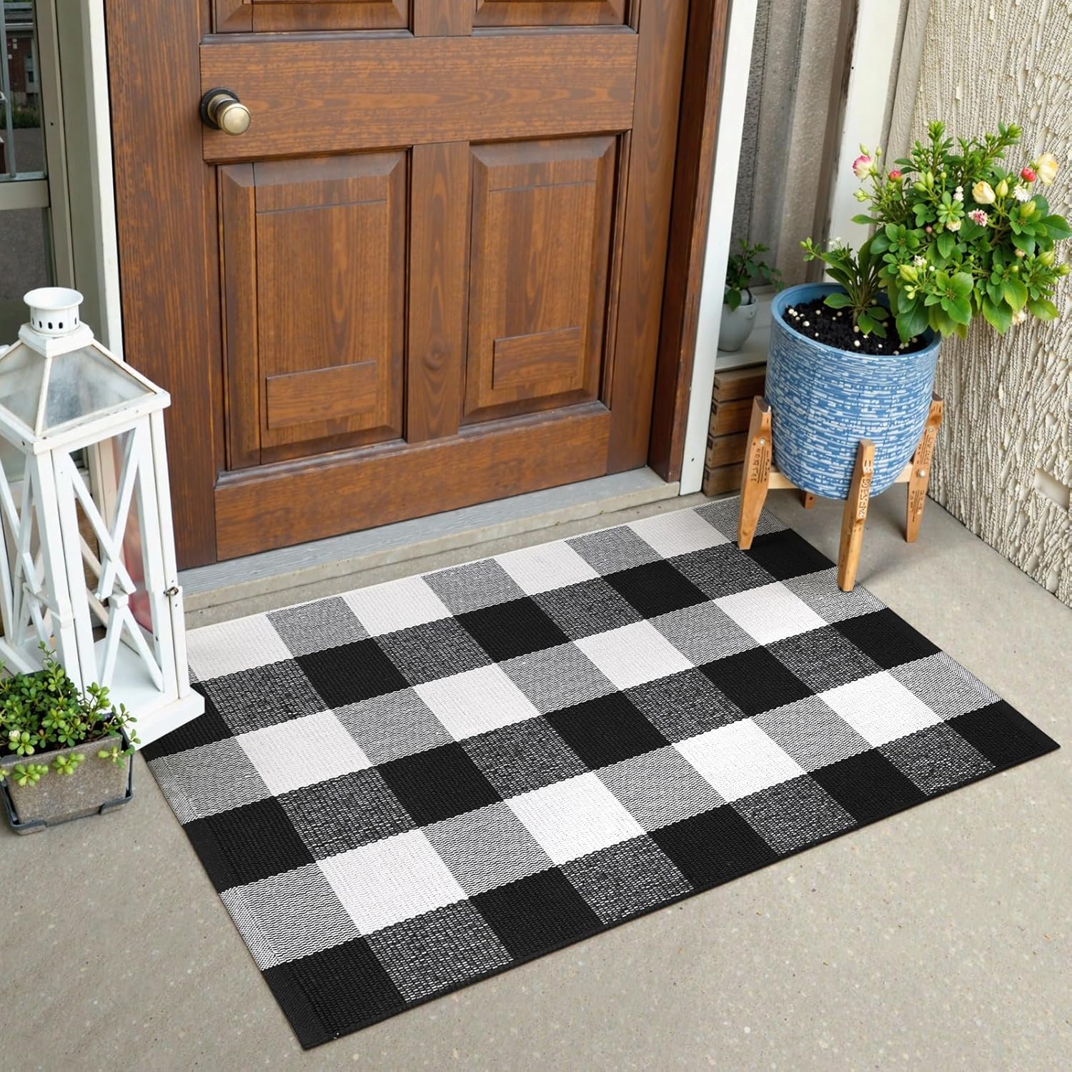 Black and White Buffalo Plaid Outdoor Rug Runner Kenya Ubuy