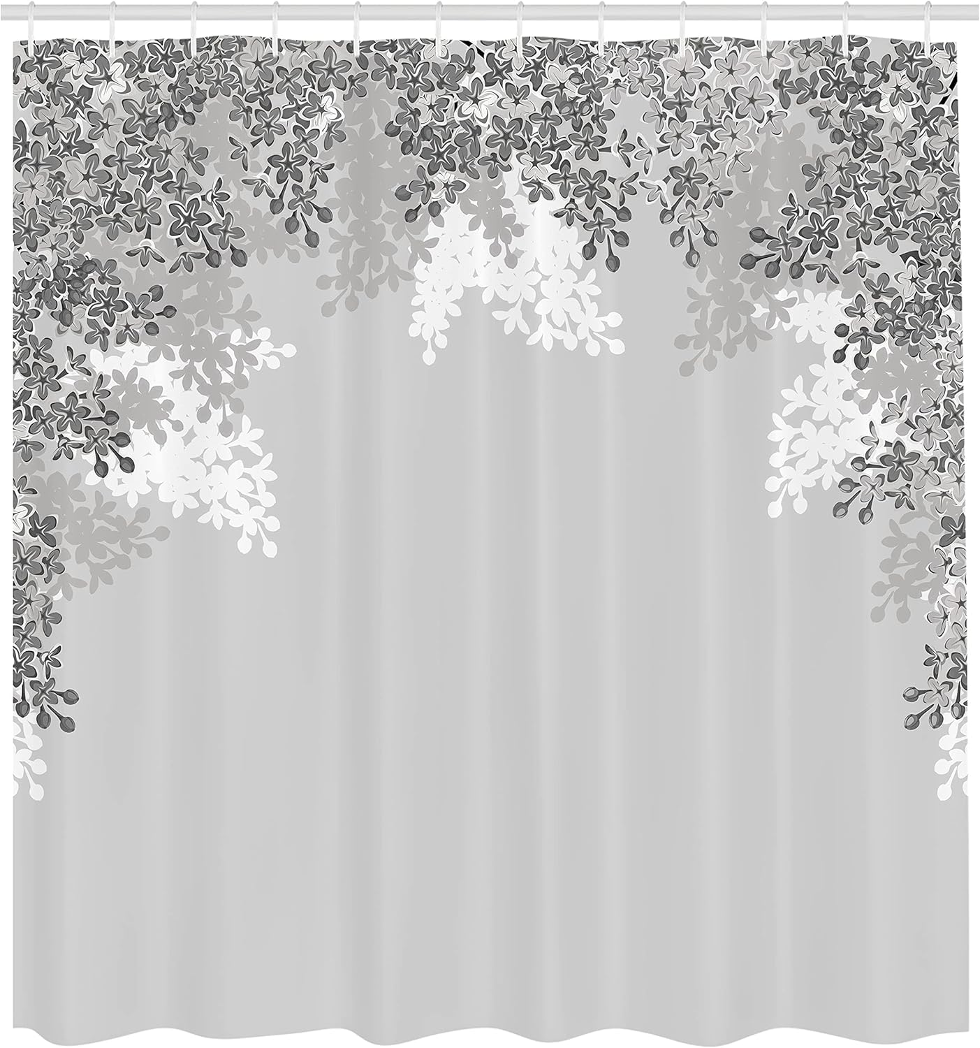 Ambesonne Flower Shower Curtain, Framing Lilac Flowers in Blossom Vernal Season Soothing Color Shades Artwork, Cloth Fabric Bathroom Decor Set with Hooks, 69" W x 84" L, Soft Grey
