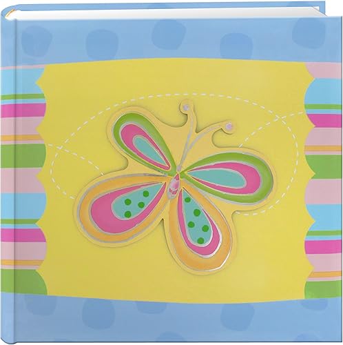 Pioneer Photo Albums Álbum de fotos con cubierta de apliques de mariposa a rayas 3D de 200 bolsillos, 4 x 6 pulgadas