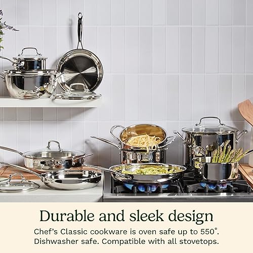 Miniatura 2 de Cuisinart 733-30H - Colección de utensilios de cocina clásicos sin fin 55 cuartos de galón sartén con mango y cubierta auxiliar