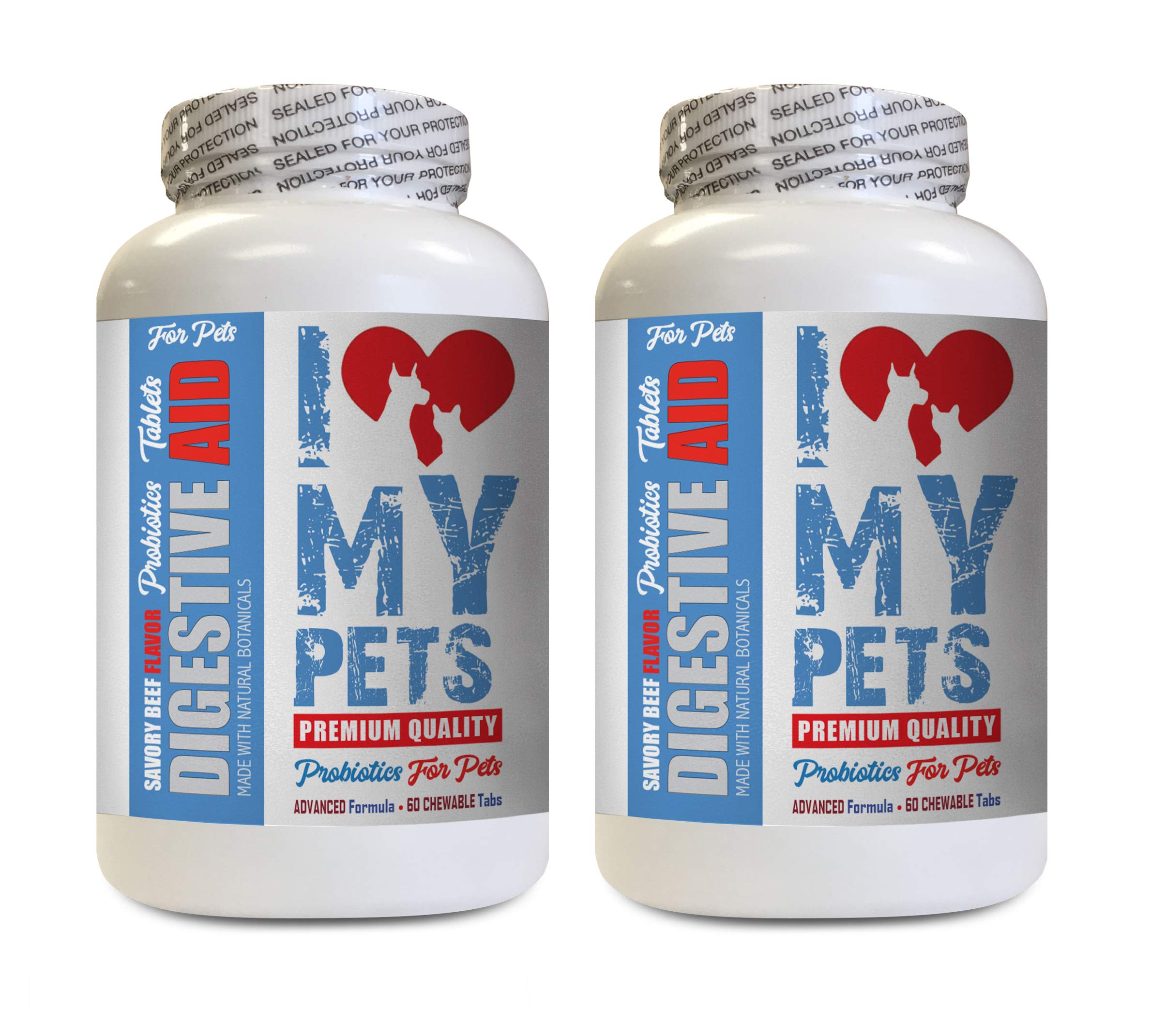 I Love My Pets cat Digestive Health - PET Digestive AID - Dogs and Cats - Best PROBIOTICS - Digestive aid for Cats - 120 Treats (2 Bottle)