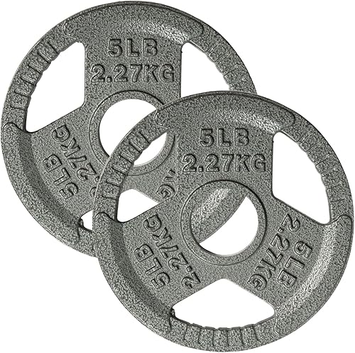Yes4All Tri-Grip Handle - Placas olímpicas de hierro fundido, placas de peso de 2 pulgadas para levantamiento de pesas con acabado suave y duradero,