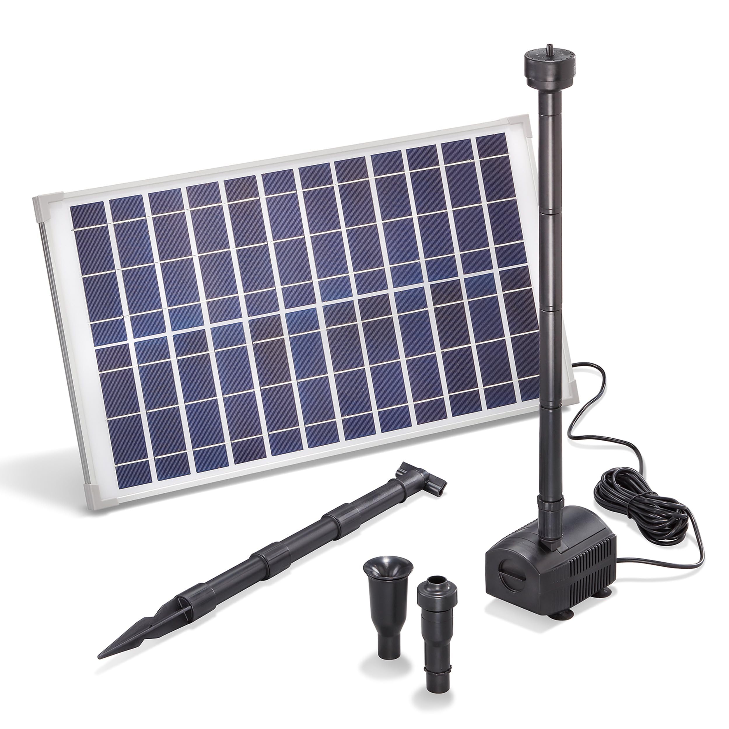 esotec Solar Teichpumpenset 25/1250 mit 25 W Solarmodul, Solarteichpumpe 1250l/h, Wasserspiel Garten, Springbrunnen außen 101915