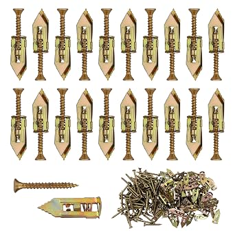 DFD 200 PCS Self Drilling Drywall Anchors 2025 Upgraded Zinc Plated Steel Wall Anchors Easy Application no Drill or Holes in Wall 100 PCS zinc Screw and 100 PCS Steel Anchors 0.47X1.18in