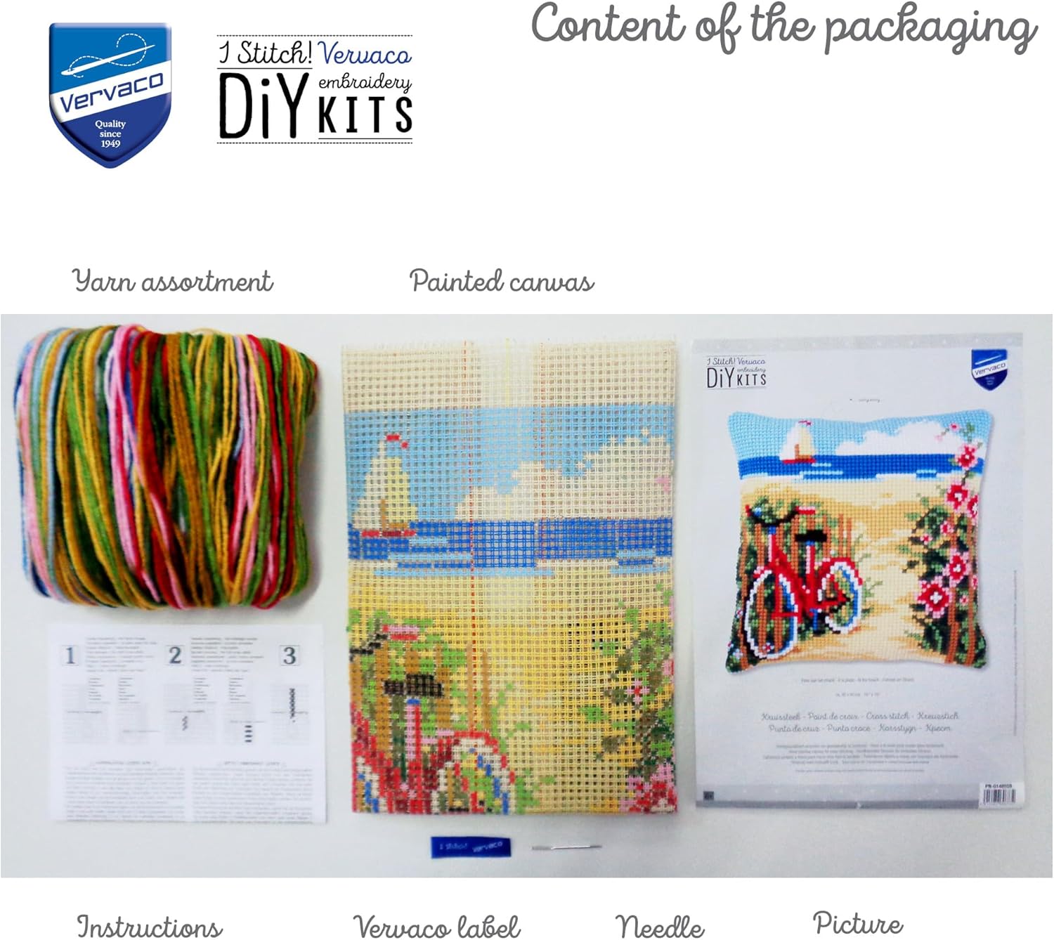 Vervaco Cross Stitch Cushion Kit at The Beach 16" x 16"