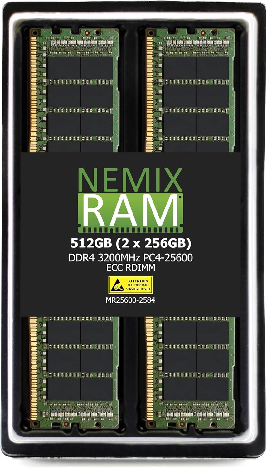 NEMIX RAM 512GB (2X256GB) DDR4 3200MHz PC4-25600 8Rx4 1.2V CL22 288-PIN ECC RDIMM Registered Server Memory KIT
