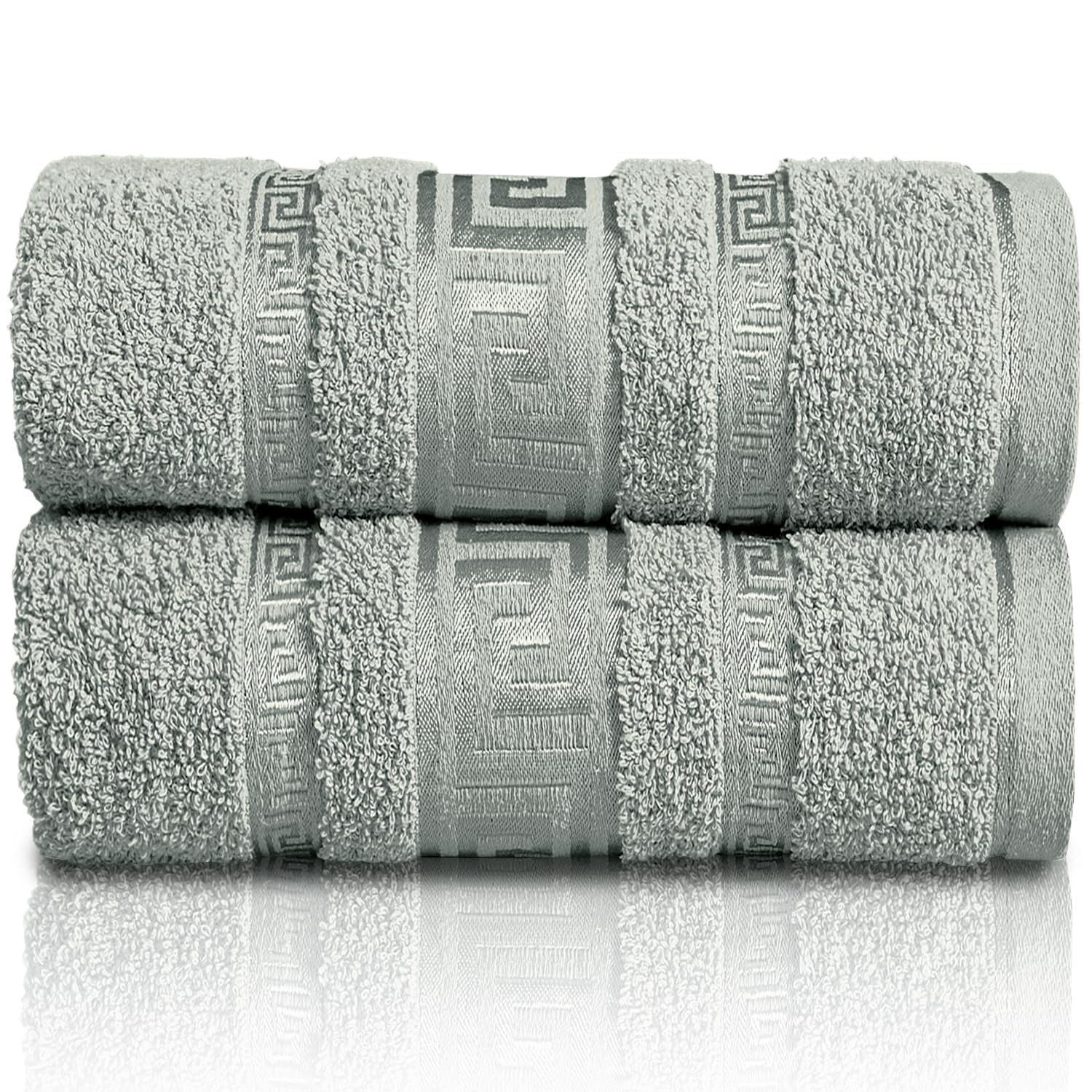 GC GAVENO CAVAILIA Extra Large Jumbo Bath Sheets Greek Towels for Bathroom - 2 Piece Super Absorbent Quick Dry Towel, 100% Egyptian Cotton Soft Fluffy Luxury Bath Towel Spa & Hotel (90x180cm),Silver