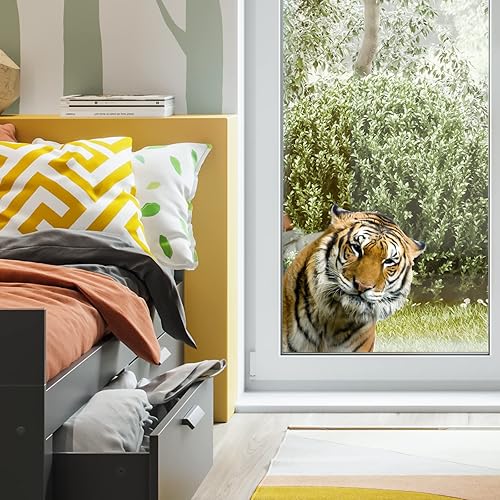 Miniatura 7 de Divertida calcomanía de pared de tigre, calcomanías de pared realistas de cabeza de tigre para despegar y pegar, adhesivo de vinilo extraíble de