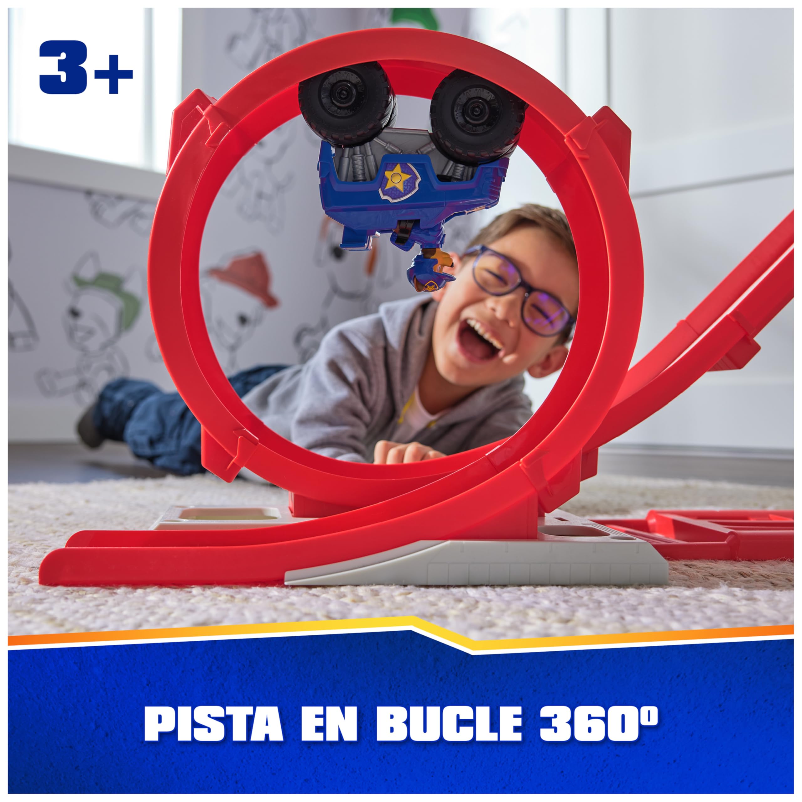 Paw Patrol Patrulla Canina - Lanzador De Vehículos Super Loop con Luces Y Sonidos + Coche Y Figura Chase | Juguetes Patrulla Canina | Juguetes Niños 3 Años O Más | Regalos Niños 3 Años O Más