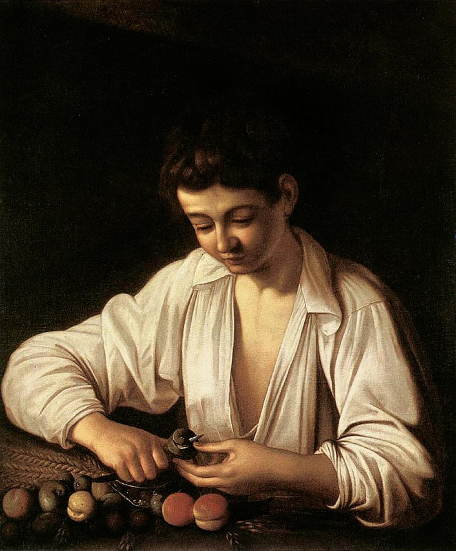 RZHRHJES Vintage Picture Wall Picture Painting Print Poster a Boy Peeling Fruit by Merisi Caravaggio Abstract Wall Art Painting for Home Decor 60x90cm